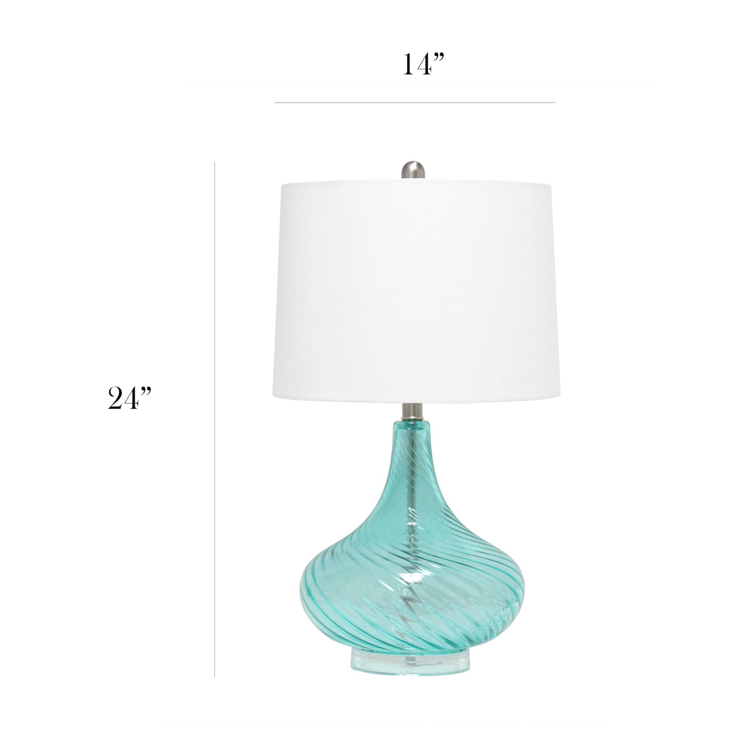 Elegant Designs Lt3214-Blu Glass Table Lamp With Fabric Shade, Light Blue