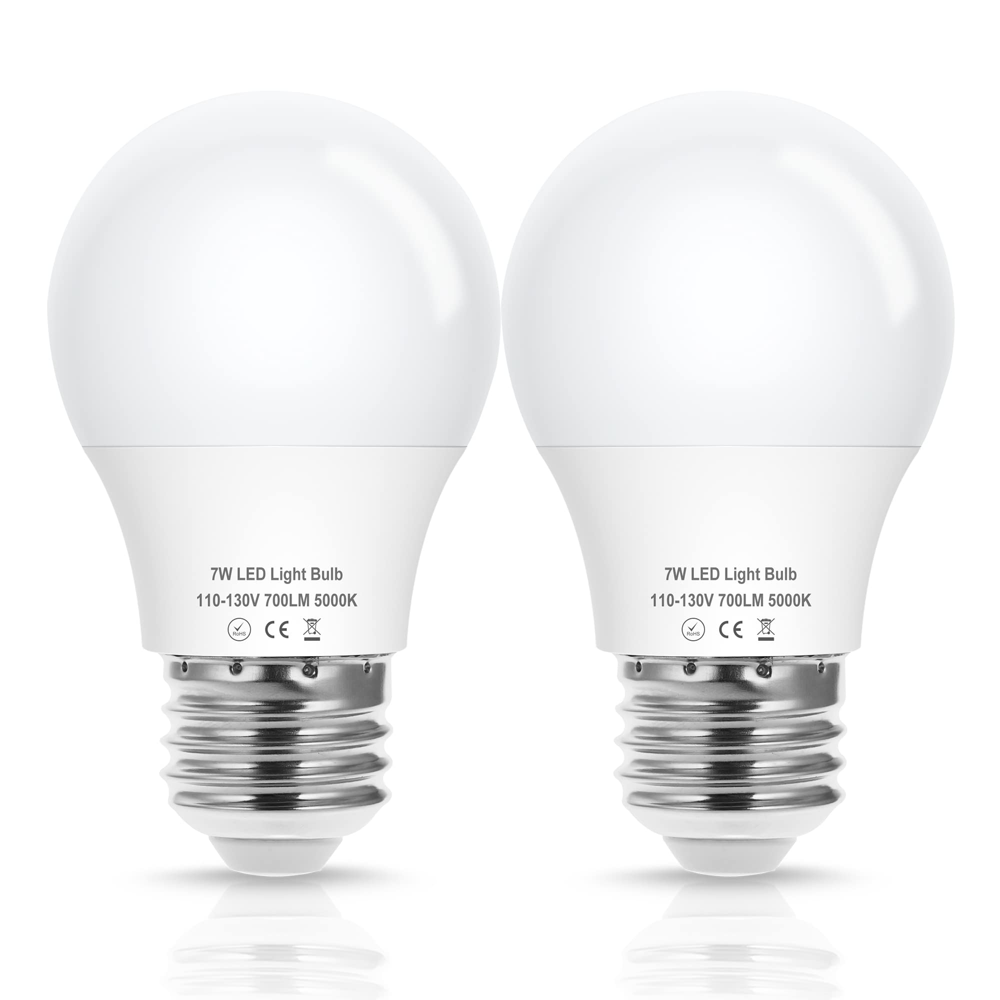EvaStary Refrigerator Light Bulb, 7W A15, Daylight White 5000K, Waterproof, Non-Dimmable, 2 Pack