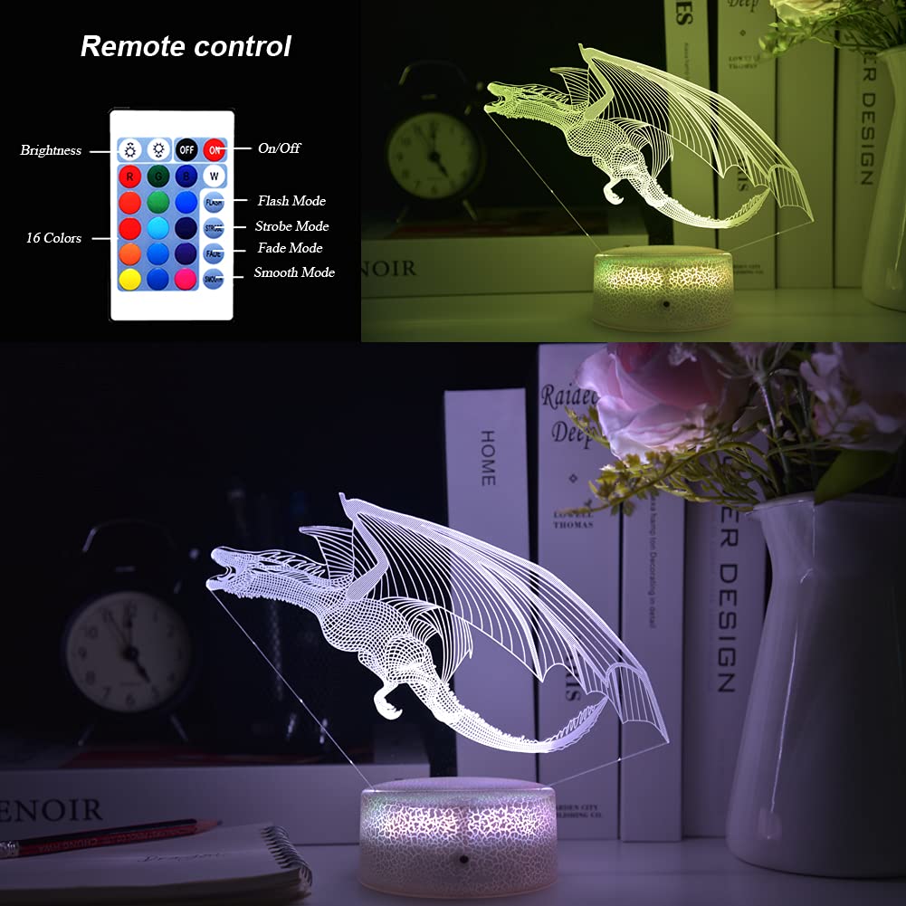 Hyodream Dragon Lamp Dragon Night Light Kids Night Light,16 Colors With Remote Control Dragon Toy For Kids As A Birthday Gifts Christmas Gift For Boys And Girls (Drogon)