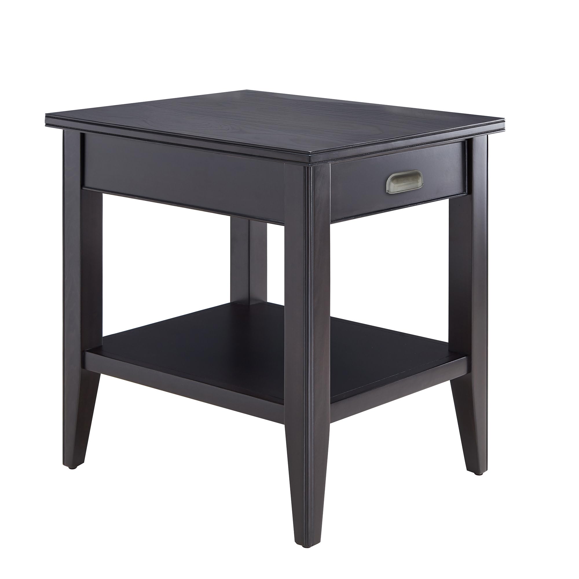 Leick Home Laurent End Table, Solid Wood, 1 Drawer, Bottom Display Shelf, Easy Assembly, For Bedroom/Living Room, Black, 24.0 In