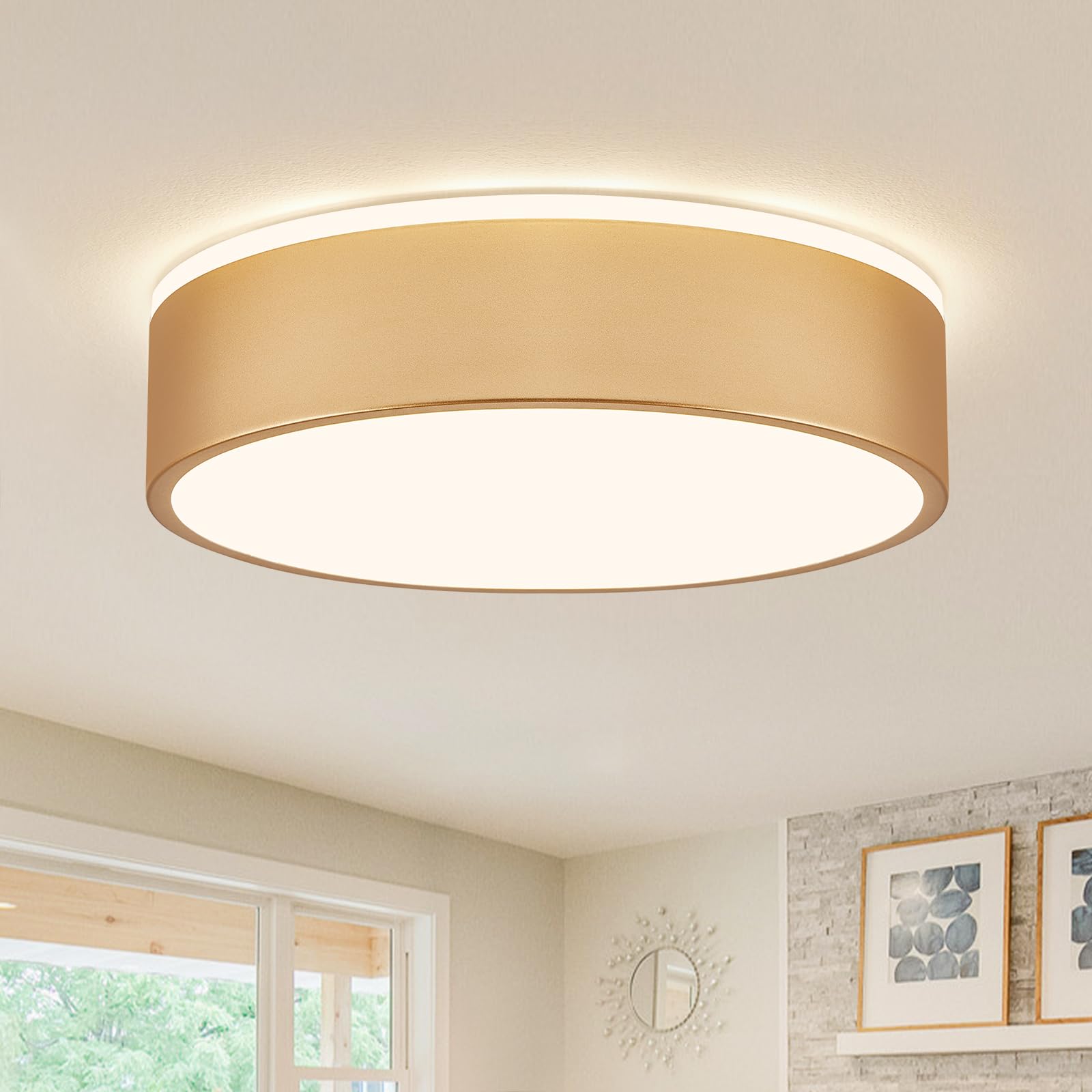 Vikaey Gold Led Ceiling Light, Modern Flush Mount Ceiling Light Fixture, Minimalist Round Metal Lighting Fixture Ceiling Lamp For Hallway, Entryway, Bedroom, Balcony, 11.81 Inch