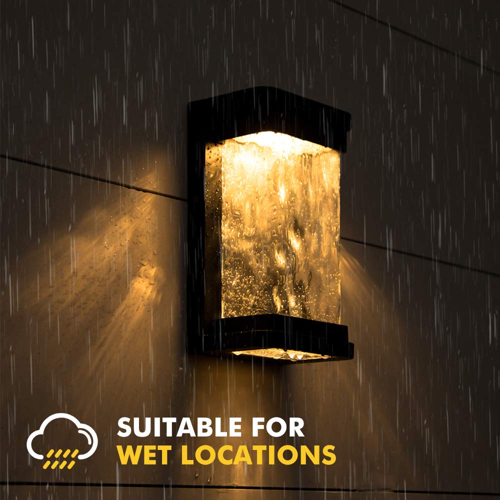 Lutec Starry Modern Led Wall Light, 795 Lumen, 3000K, Black, Rectangular, Indoor/Outdoor Sconce, Model 5185701012