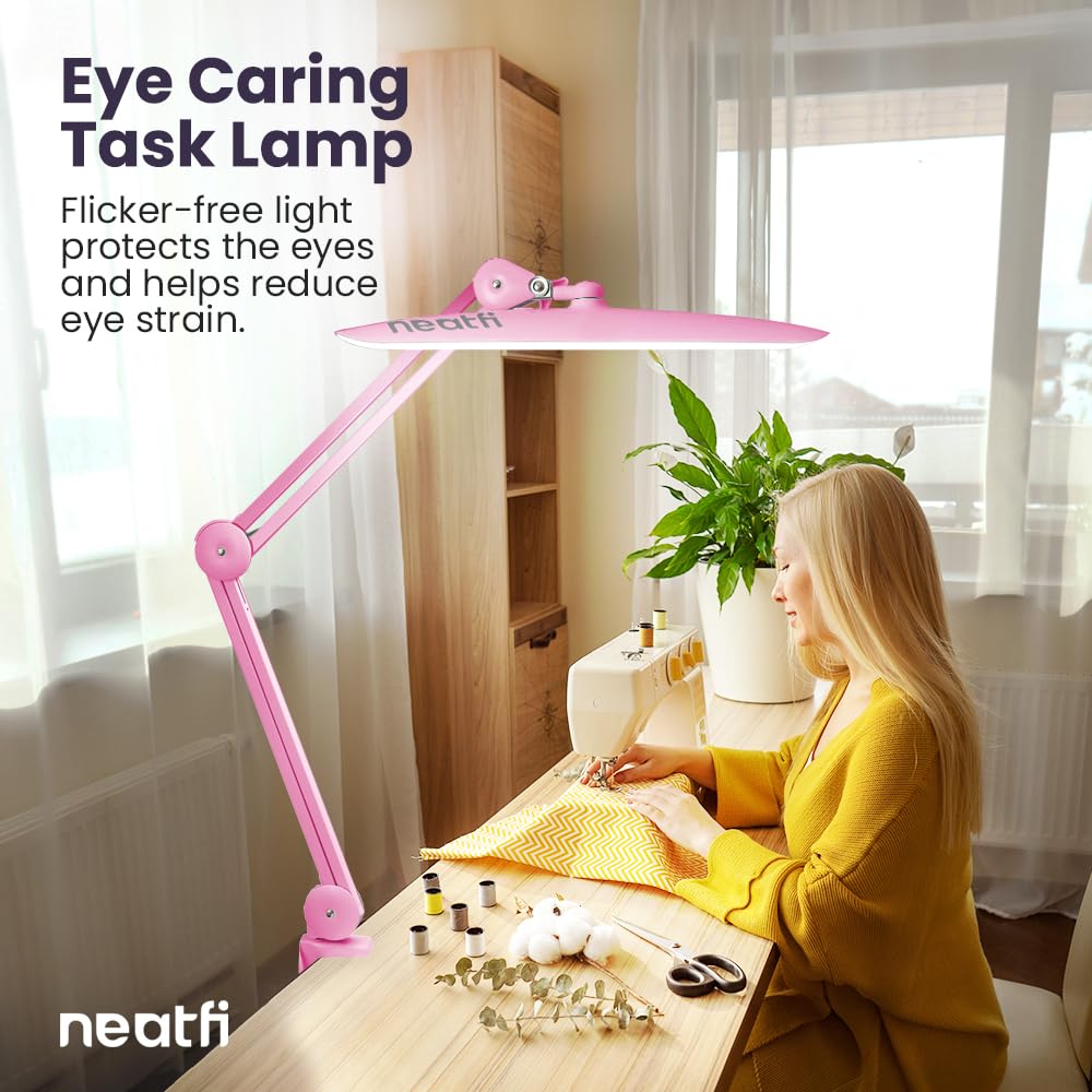 Neatfi XL LED Task Lamp, 2200 Lumens, 24W, 20in Wide, Dimmable, Pink, Model 9501LED
