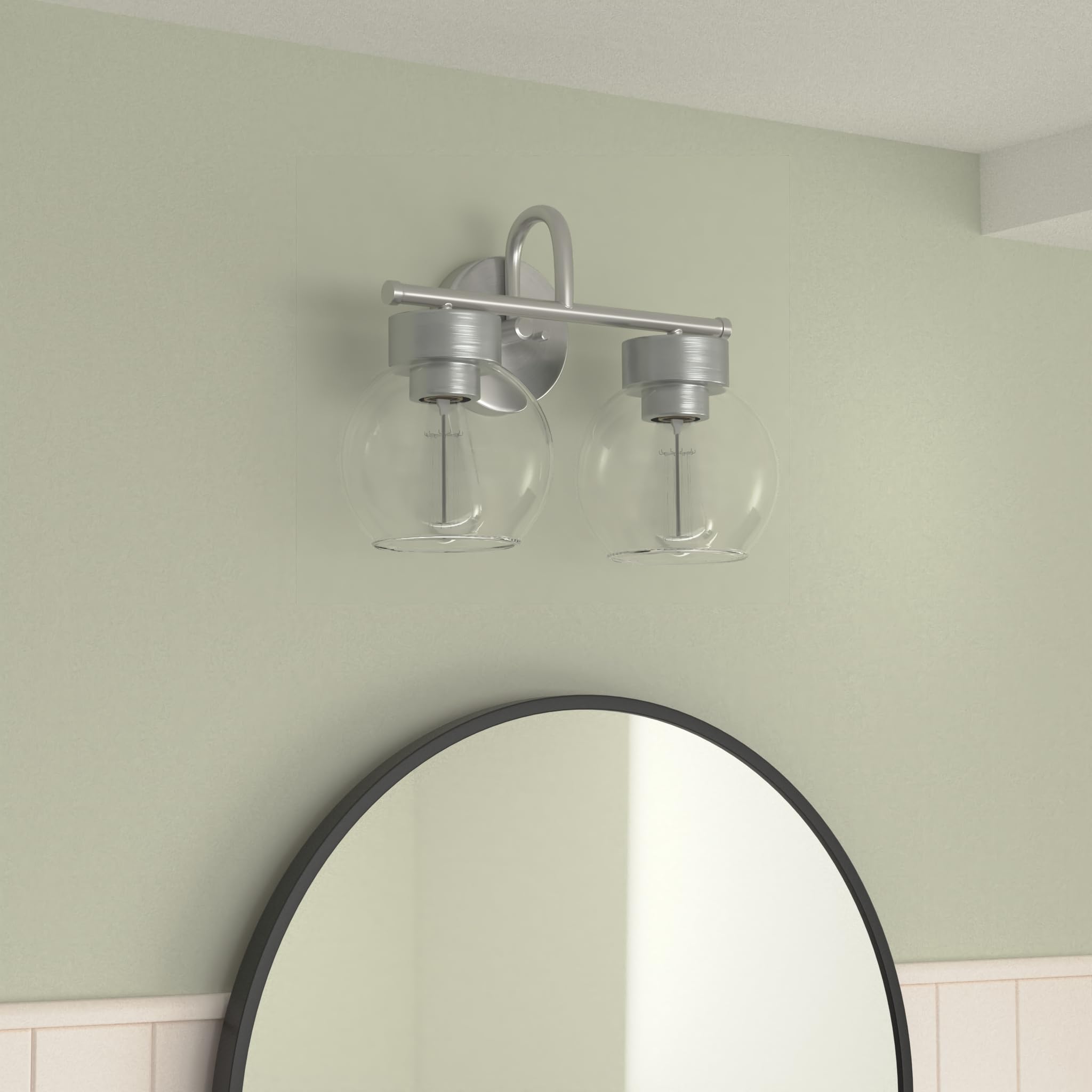 Eapudun 2-Light Bathroom Light Fixtures Over Mirror, Brushed Nickel Vanity Lights For Bathroom Modern Wall Sconces Vanity Light