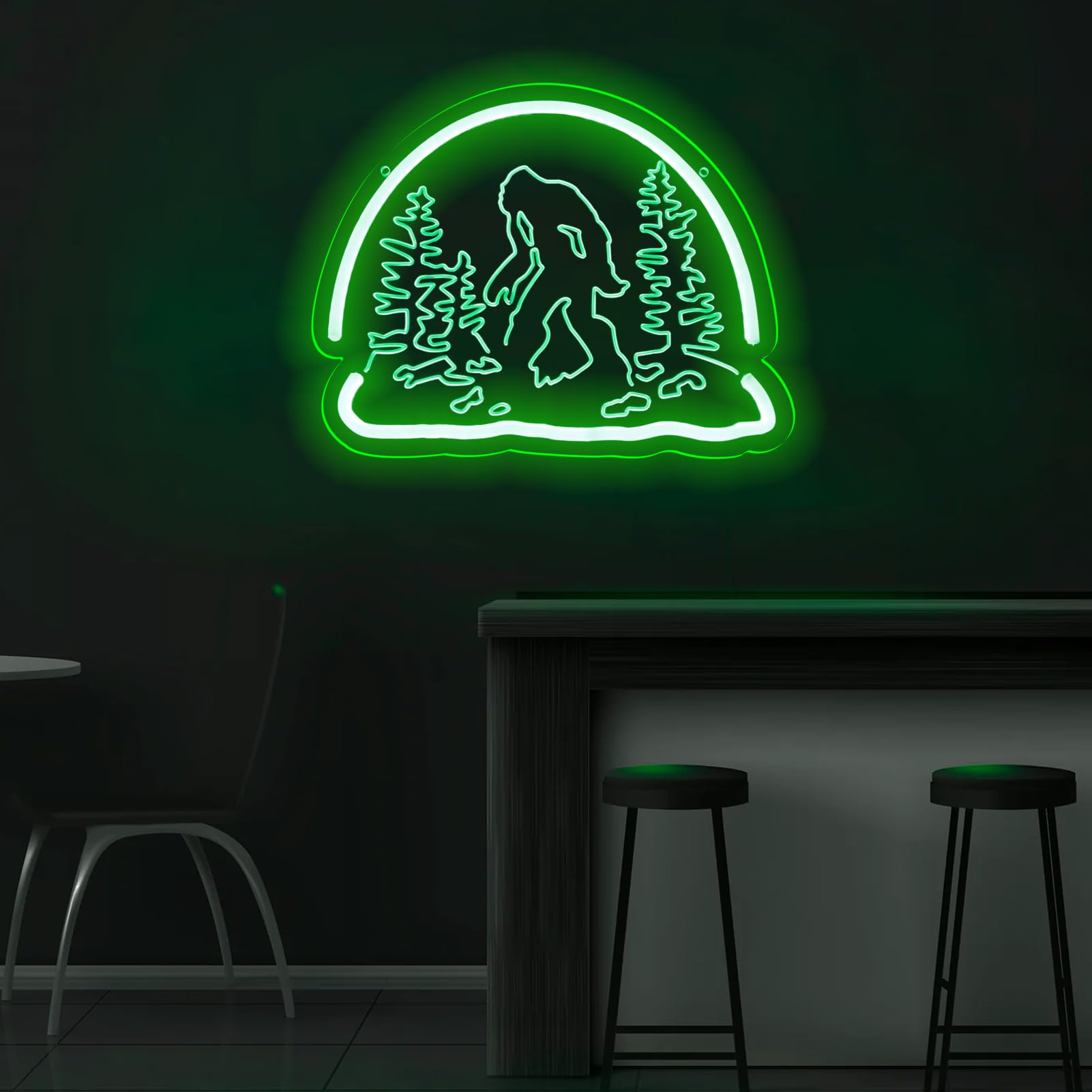 Pinlangdou Sasquatch Neon Sign Acrylic Light for Bedroom, Hallway, Garage Decor, Green Model for Kids and Fans