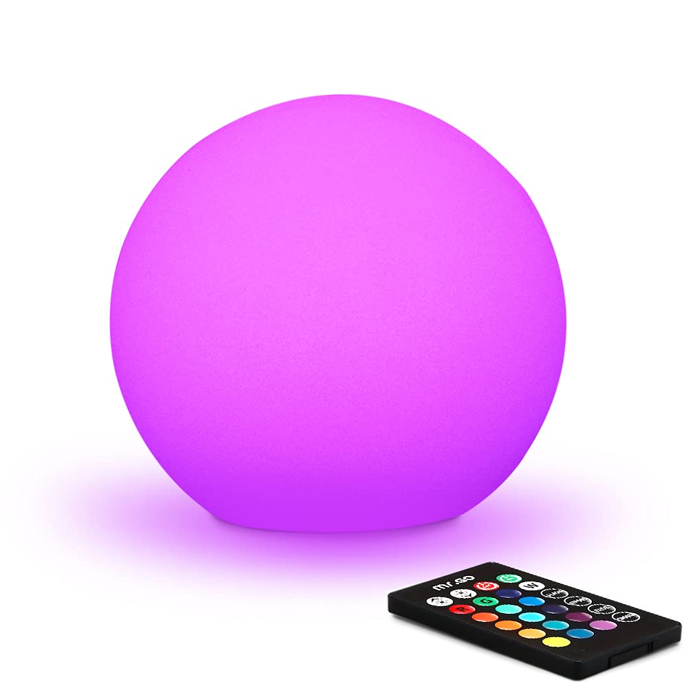 Mr.Go RGB Color-Changing LED Globe Light, 6-inch Mood Lamp, Remote, 16 Colors, Battery & AC Adapter, Decorative for Home & Patio