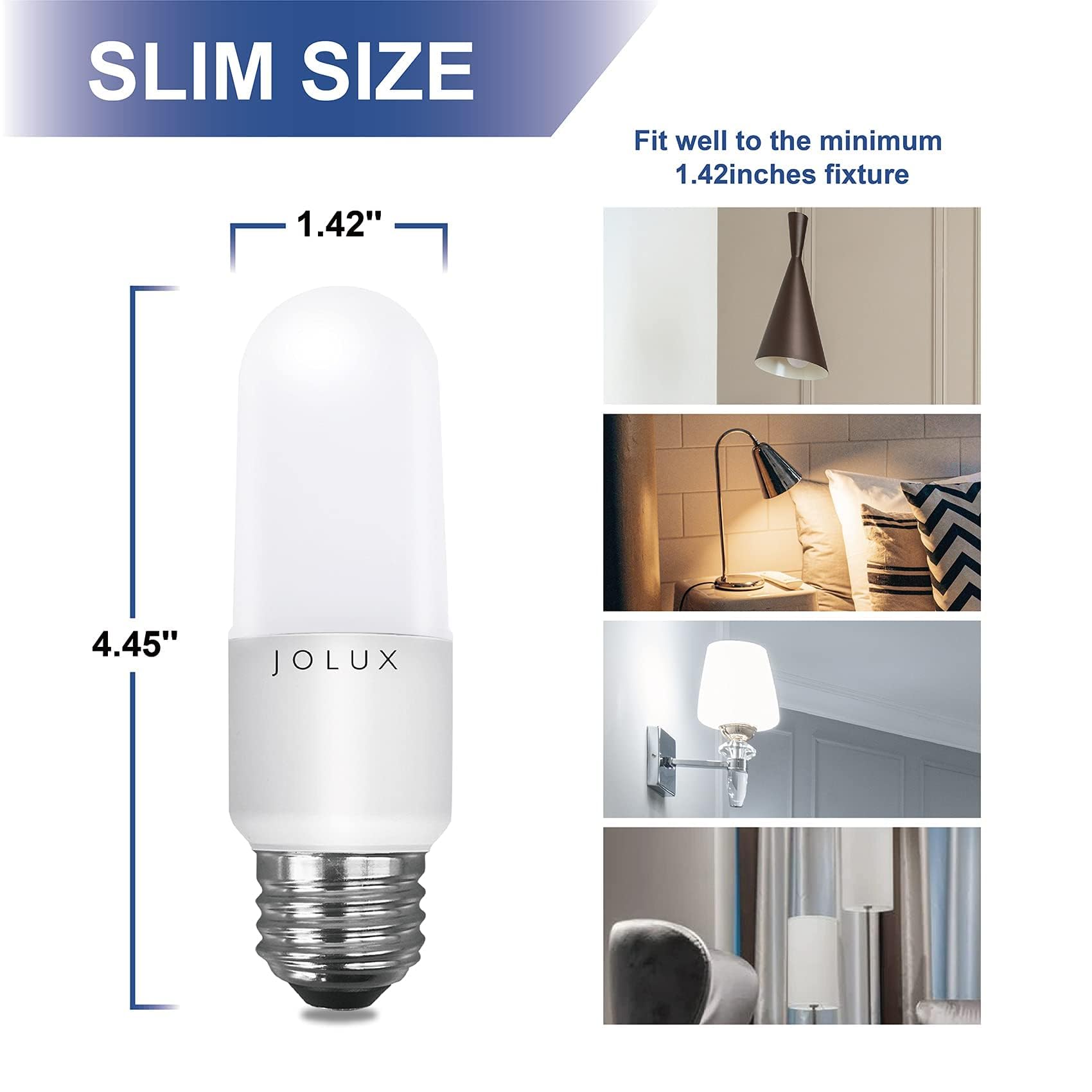 Jolux Led Stick Lights, Led Bulbs 60 Watt Equivalent, 800 Lumen,2700K Soft White,E26 Bulb,Non-Dimmable, Enclosed Fixture Rated,6