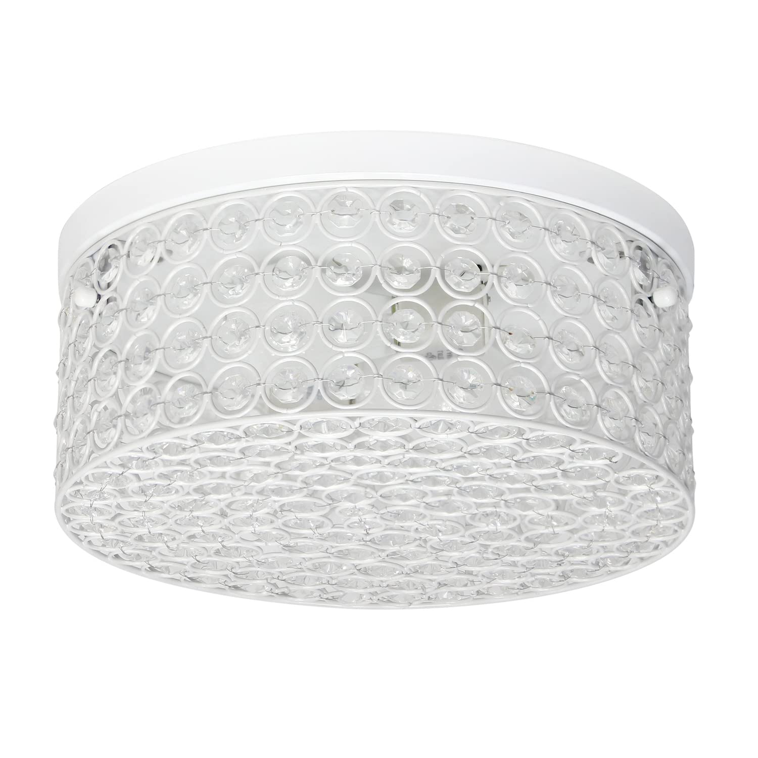 LALIA HOME Glam 2 Light Flush Mount, Glass, 12 Inch, White, Model LHM-2003-WH