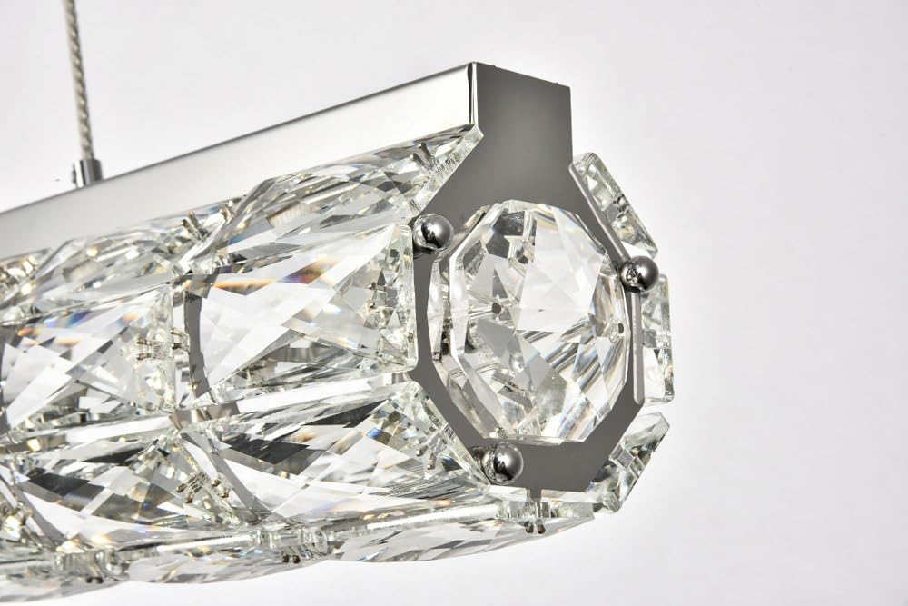 Elegant Decor Indoor Modern Valetta Integrated LED chip Light Chrome Chandelier Clear Royal Cut Crystal - 36.6x3.7x3.9