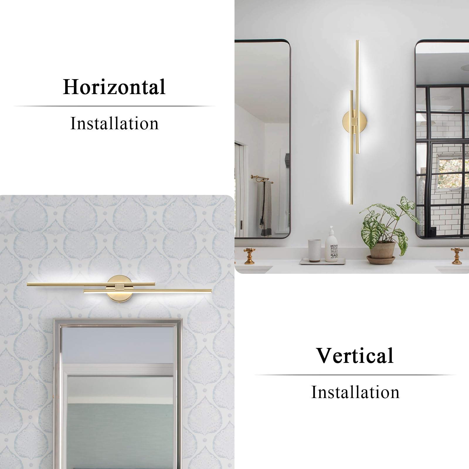 Edislive 31.5" Dimmable Led Vanity Light - Modern Gold Bathroom Wall Lighting Fixture