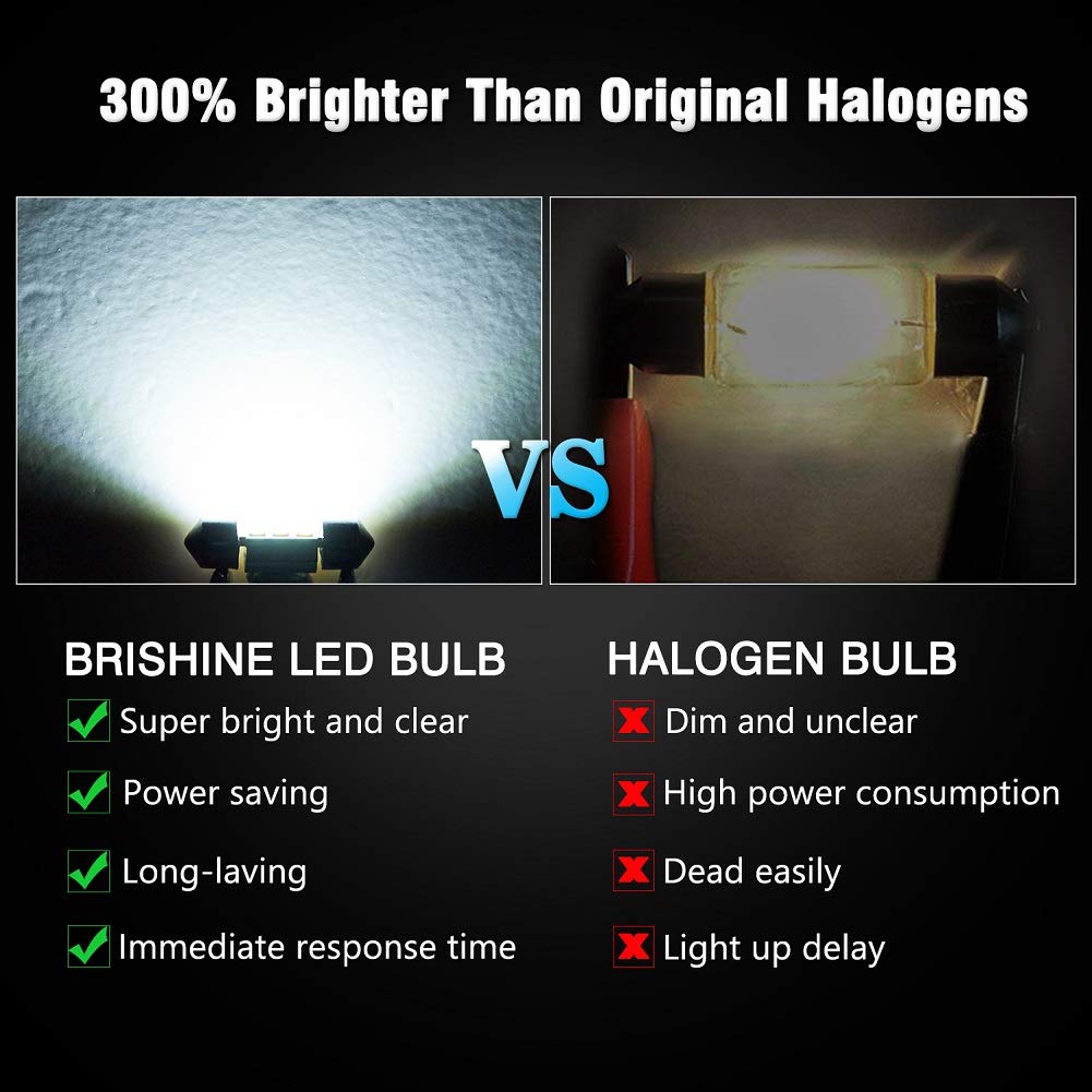 BRISHINE Festoon LED Bulbs 28MM/29MM Canbus Error Free Xenon White 2835 Chipsets Model BRISHINE-Festoon28W-28354