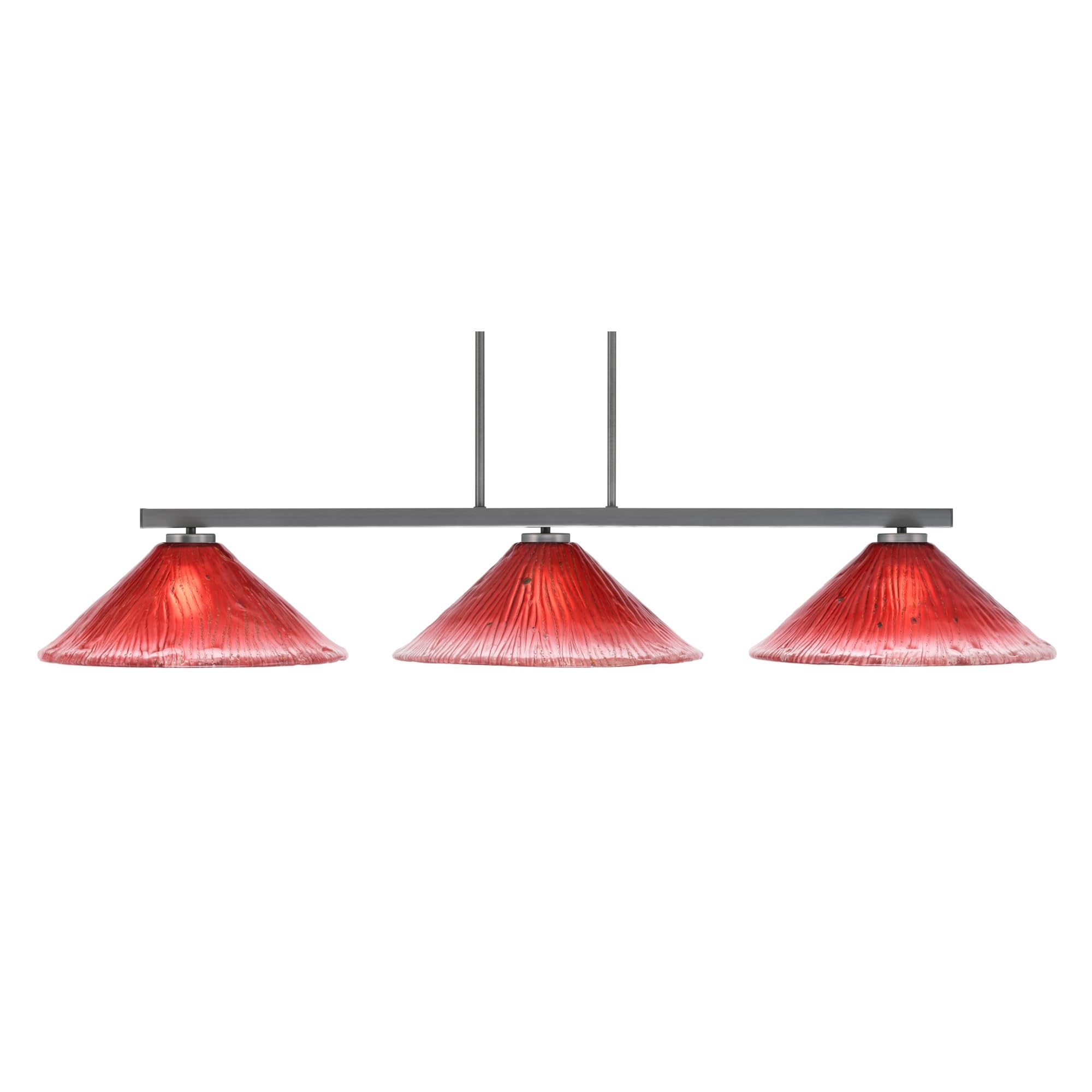 Toltec Lighting Atlas 3 Light Bar - Graphite Finish, 16in Raspberry Crystal Glass