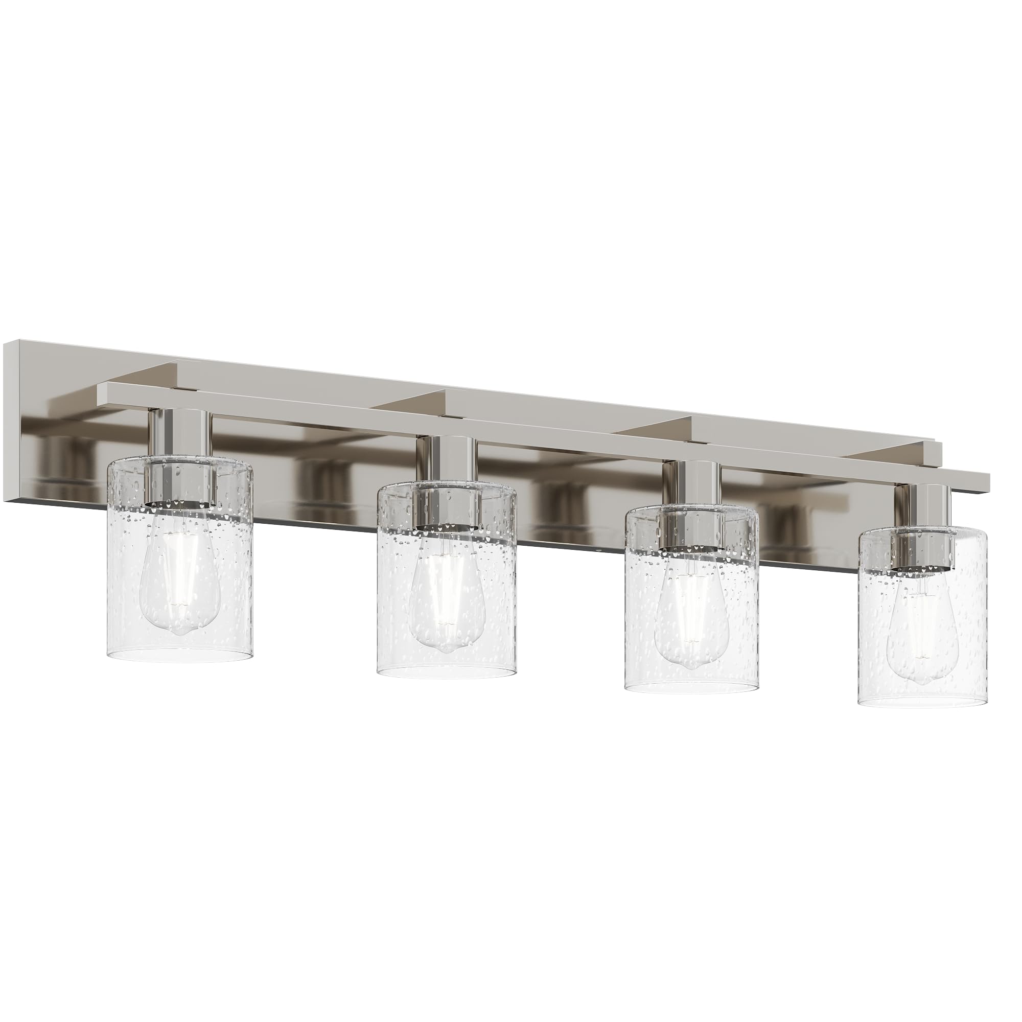 Espird Bathroom Vanity Light, 4-Light Brushed Nickel, Thickened Seeded Glass Shade, 33 inch, Model EL-DBB-SV4