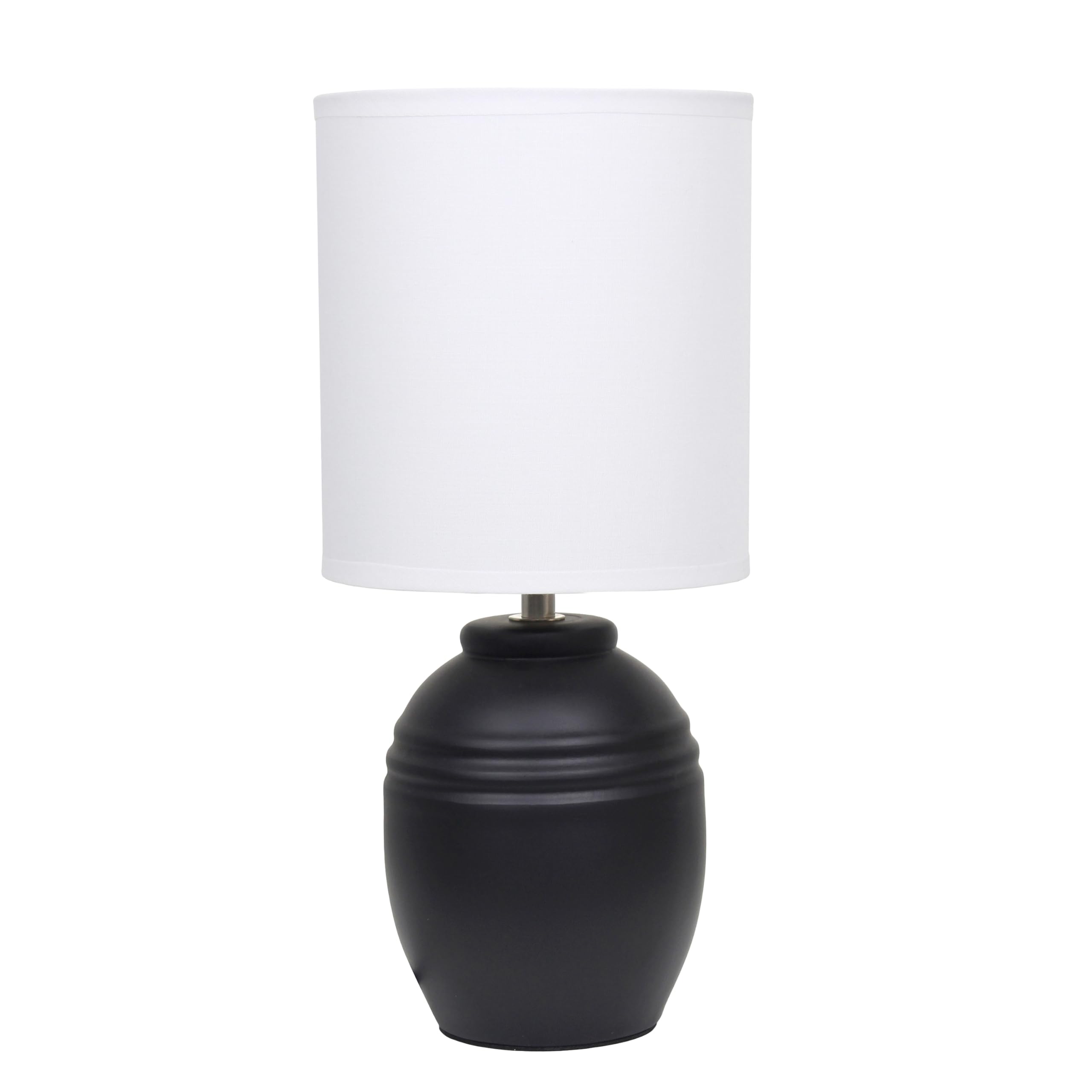 Simple Designs LT1164-BLK 12.5 Chic Glow Mini Classic Jar Table Lamp with Fabric Shade  for Bedroom  Office  Living Room  Stylish Spaces  Black