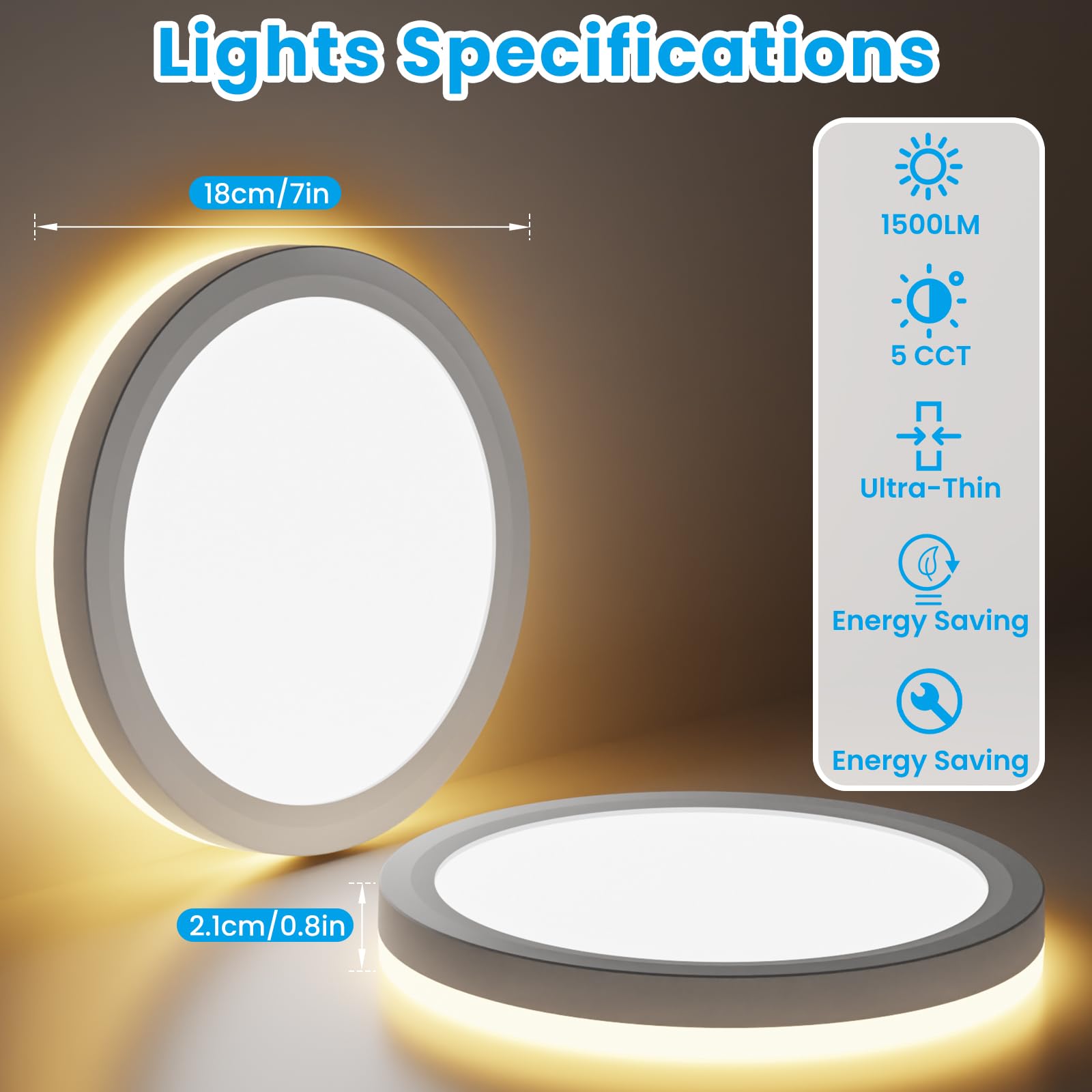 Fairdeer 4Pack 7 Inch Led Flush Mount Ceiling Lights With Night Light, 15W 1500Lm 3000K Warm To 6500K Cold Light Selectable, Sma