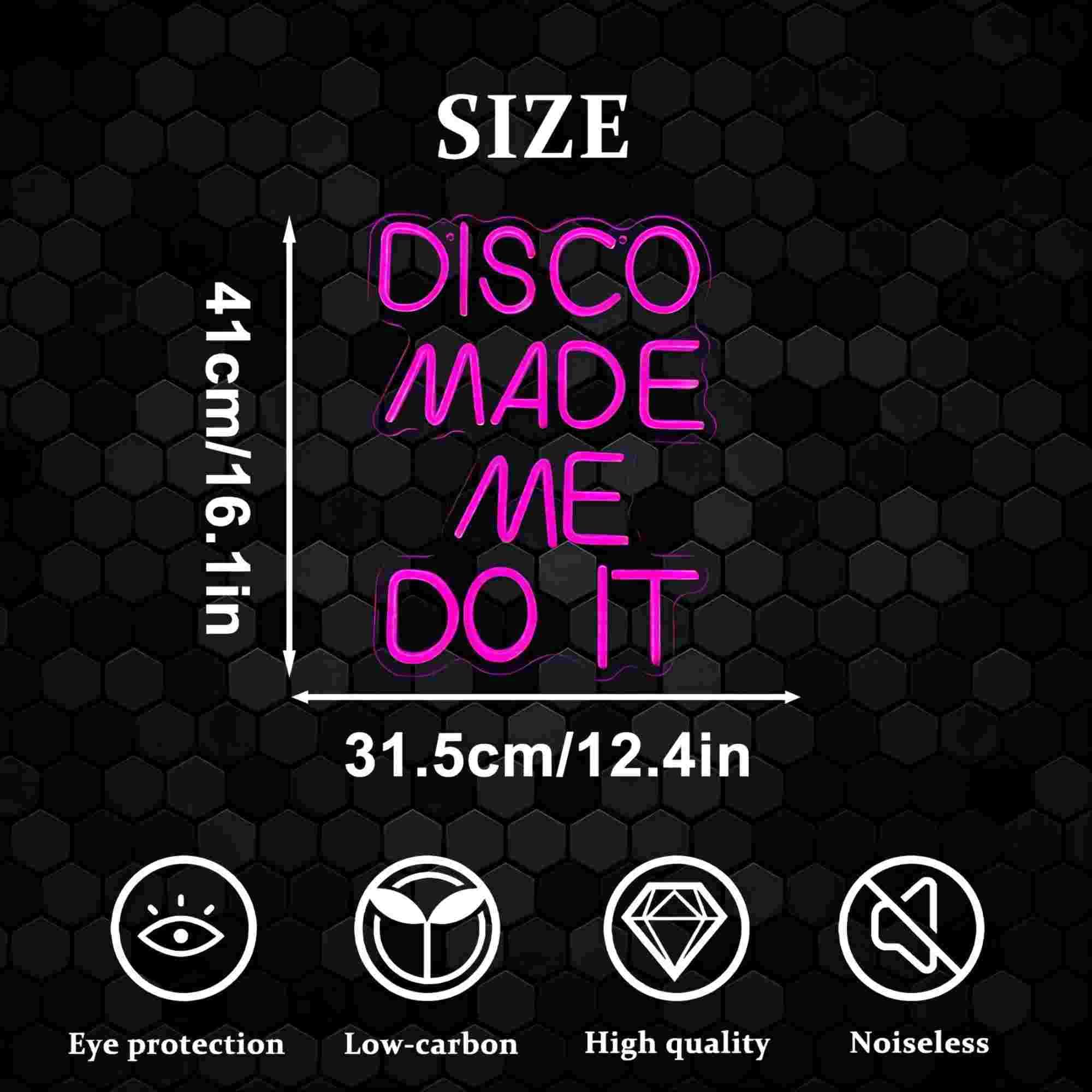 Disco Made Me Do It Led Neon Light Signs For Wall Decor  Pink Neon Light Signs For Bedroom Bachelorette Party Birthday Wedding Engagement Party Bar Club Neon Sign Art Gift(12.4 * 16.1In)
