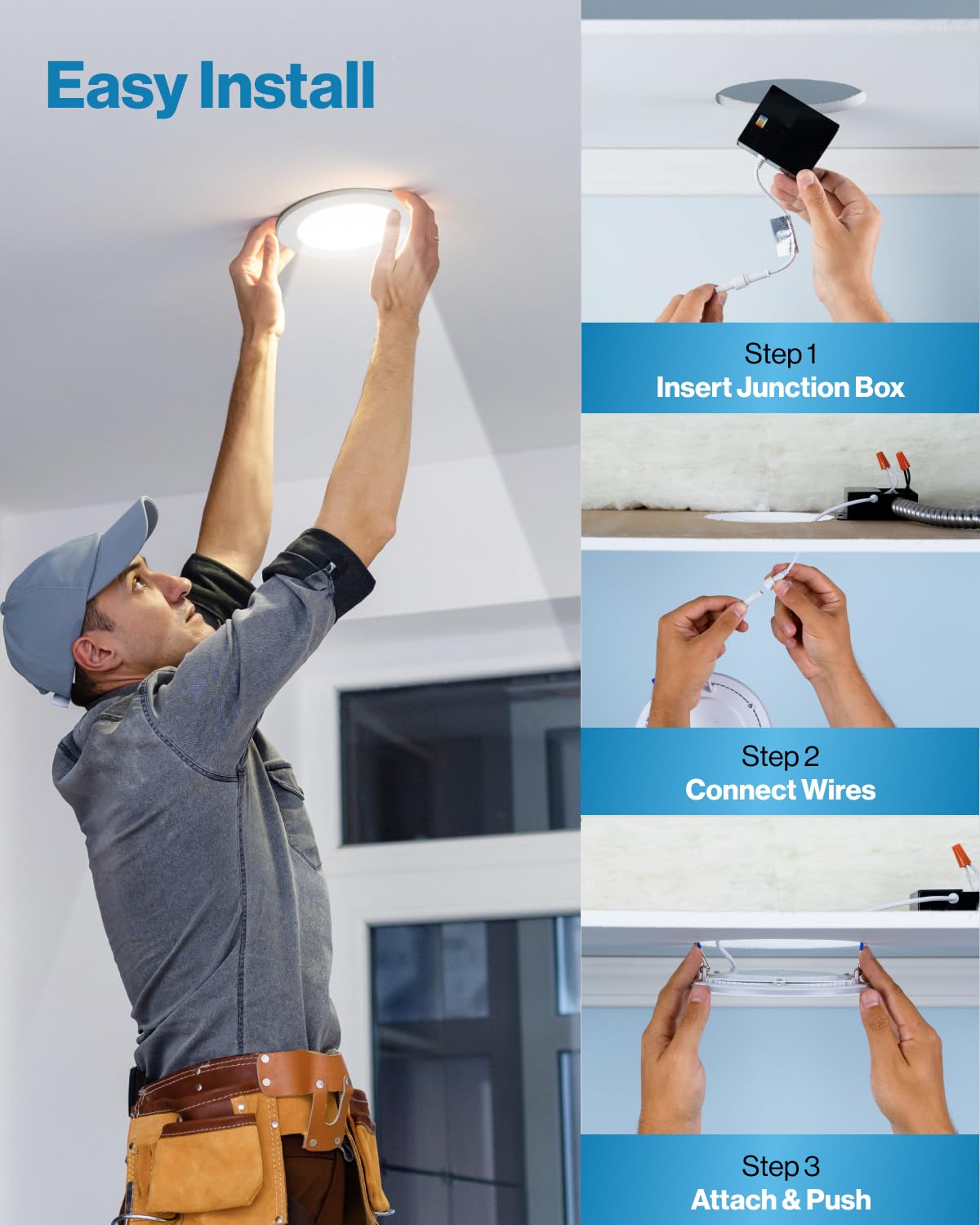 Sunco 6 Pack 6 Inch Slim Led Recessed Ceiling Lights, Selectable Cct 2700K/3000K/3500K/4000K/5000K, Dimmable, 14W, Canless With Junction Box - T24