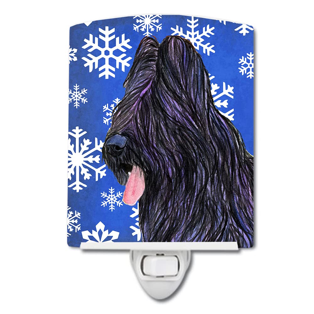 Carolines Treasures Ceramic Night Light, Briard Winter Snowflakes, UL-Certified, 6x4x3in, Multicolor, Model SS4627CNL