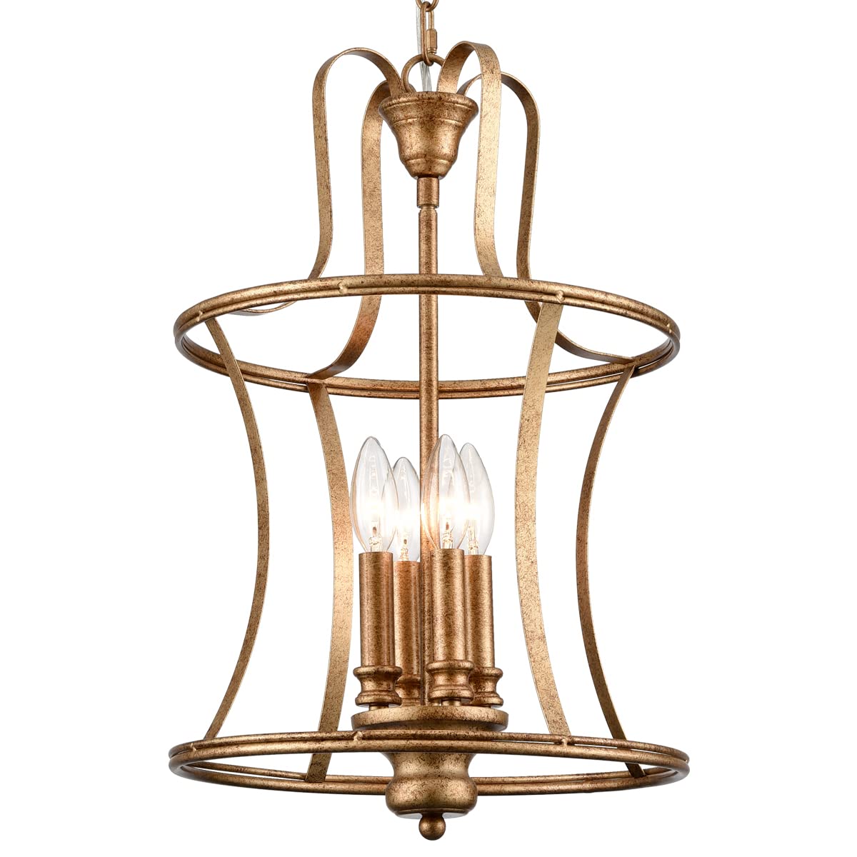 TEENYO Modern Lantern Pendant Light 4-Light Lantern Chandelier Lighting, Rusty Gold Lantern Pendant Lightis for Kitchen Island D