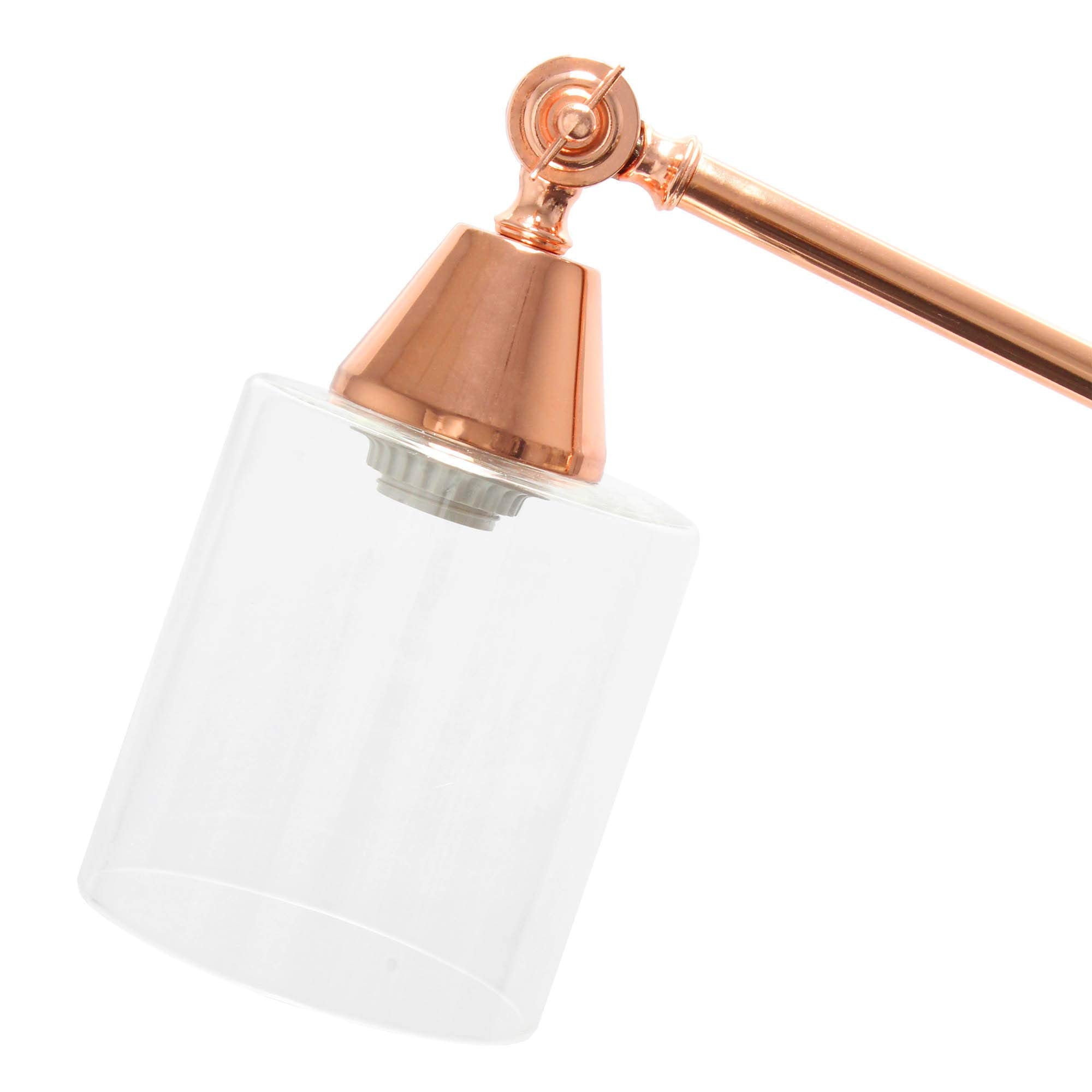 LALIA HOME Decorative Swing Arm Floor Lamp, Metal, Rose Gold, 30inL x 11inW x 56inH, Model LHF-5021-RG, Clear Glass Shade