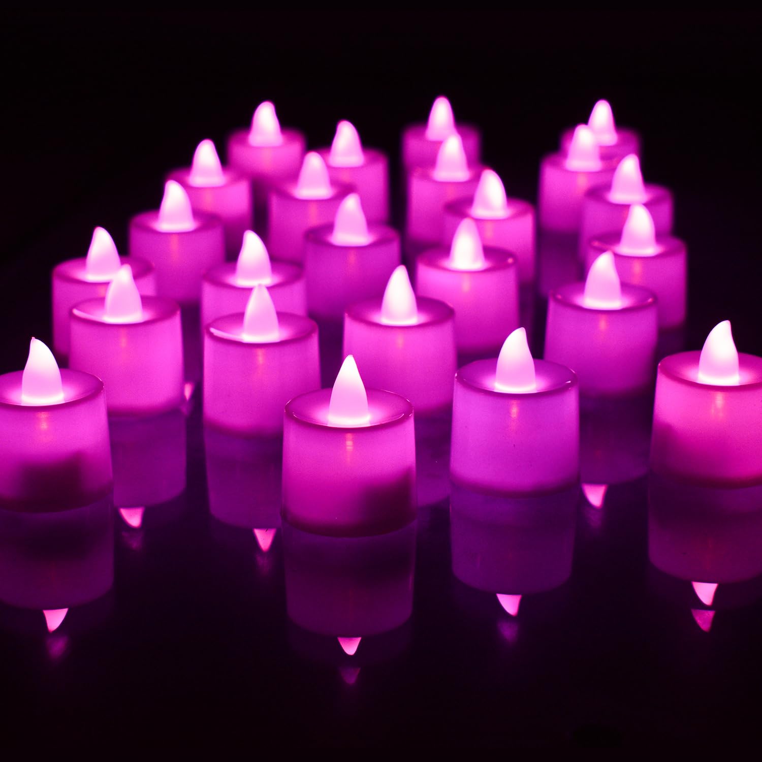 Oblivion Pink Flameless Led Tealights, Smokeless Plastic Decorative Candles - Led Tea Light Candle for Home Decoration, Battery