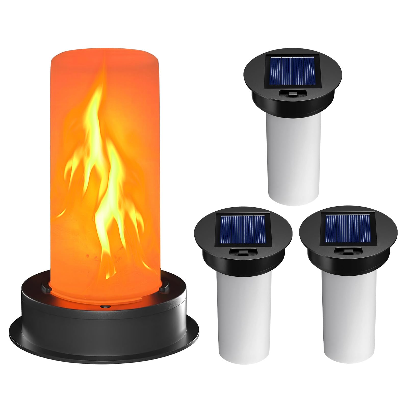 yulloyello 4 Pack Solar Light Replacement Tops, Waterproof Flickering Flame, Fits 2.87-3.35 Inch Openings, Black, Model DDHY-2