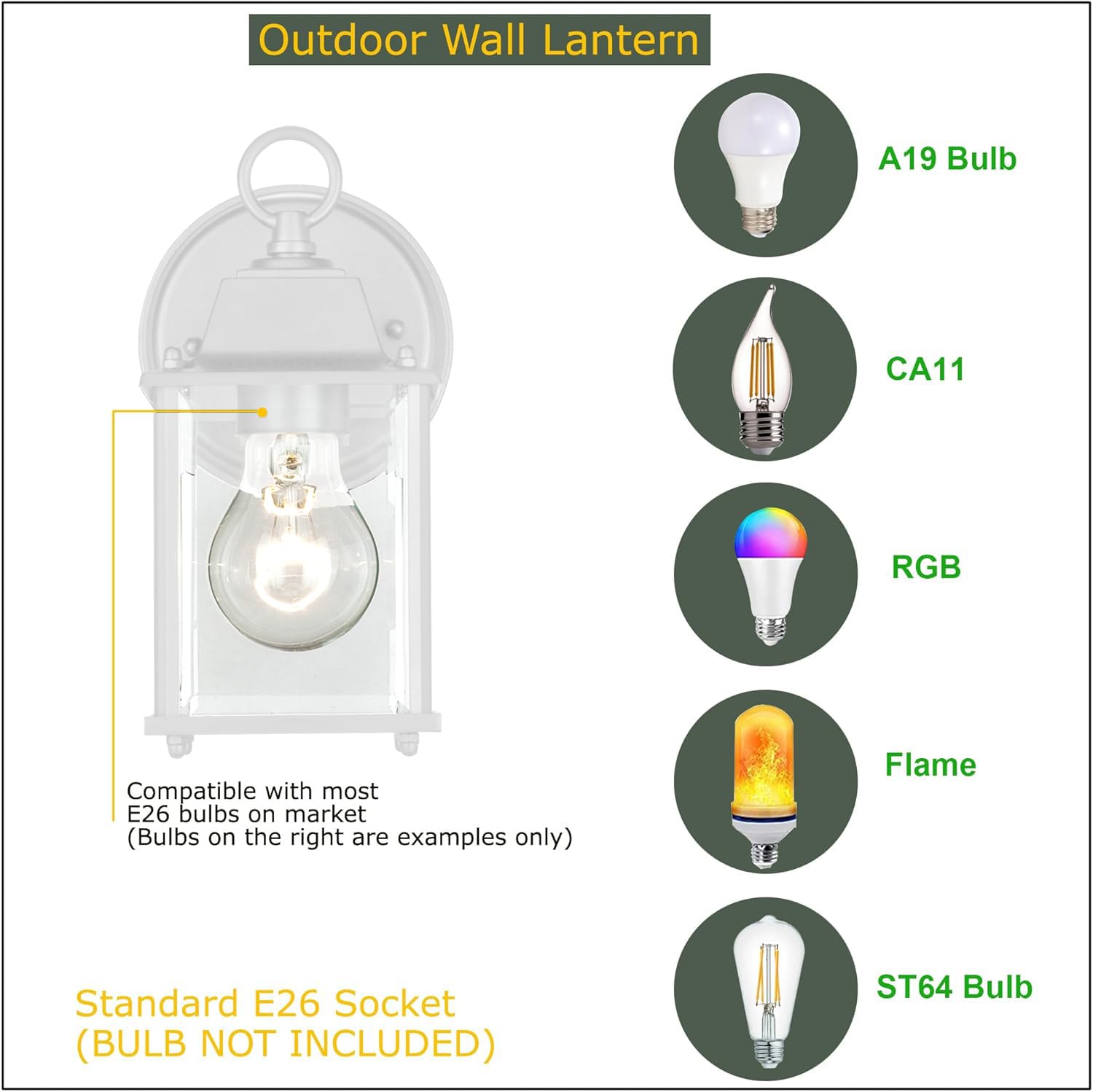 Wisbeam 4 Packs White Outdoor Wall Lantern, Black Exterior Waterproof Wall Sconce For House, Aluminum Housing Plus Glass, Wet Lo
