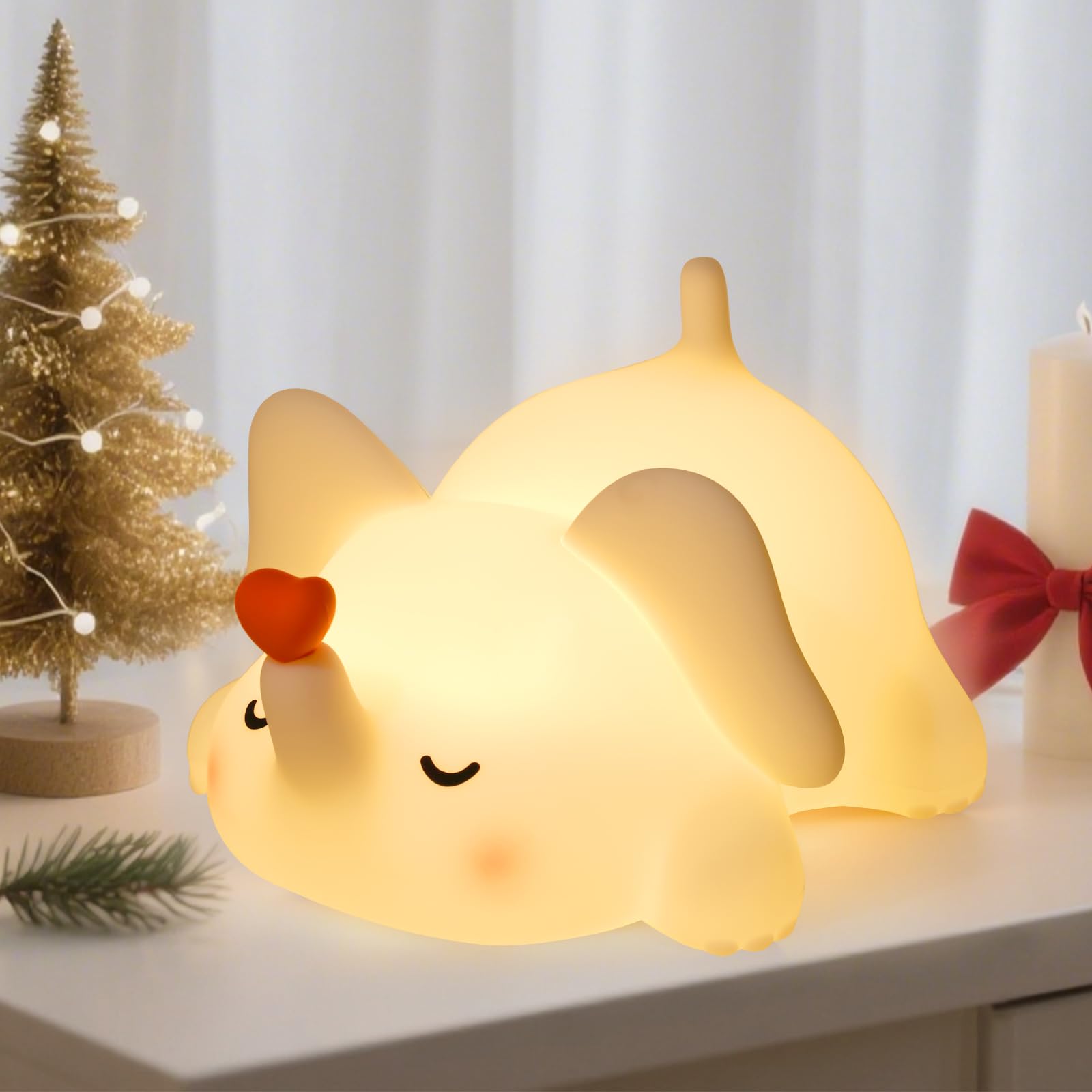 FRDEV Elephant Night Light for Kids, Silicone Squishy Lamp with Touch Control 3-Level Dimmable, Auto-Off Timer, Rechargeable Nur