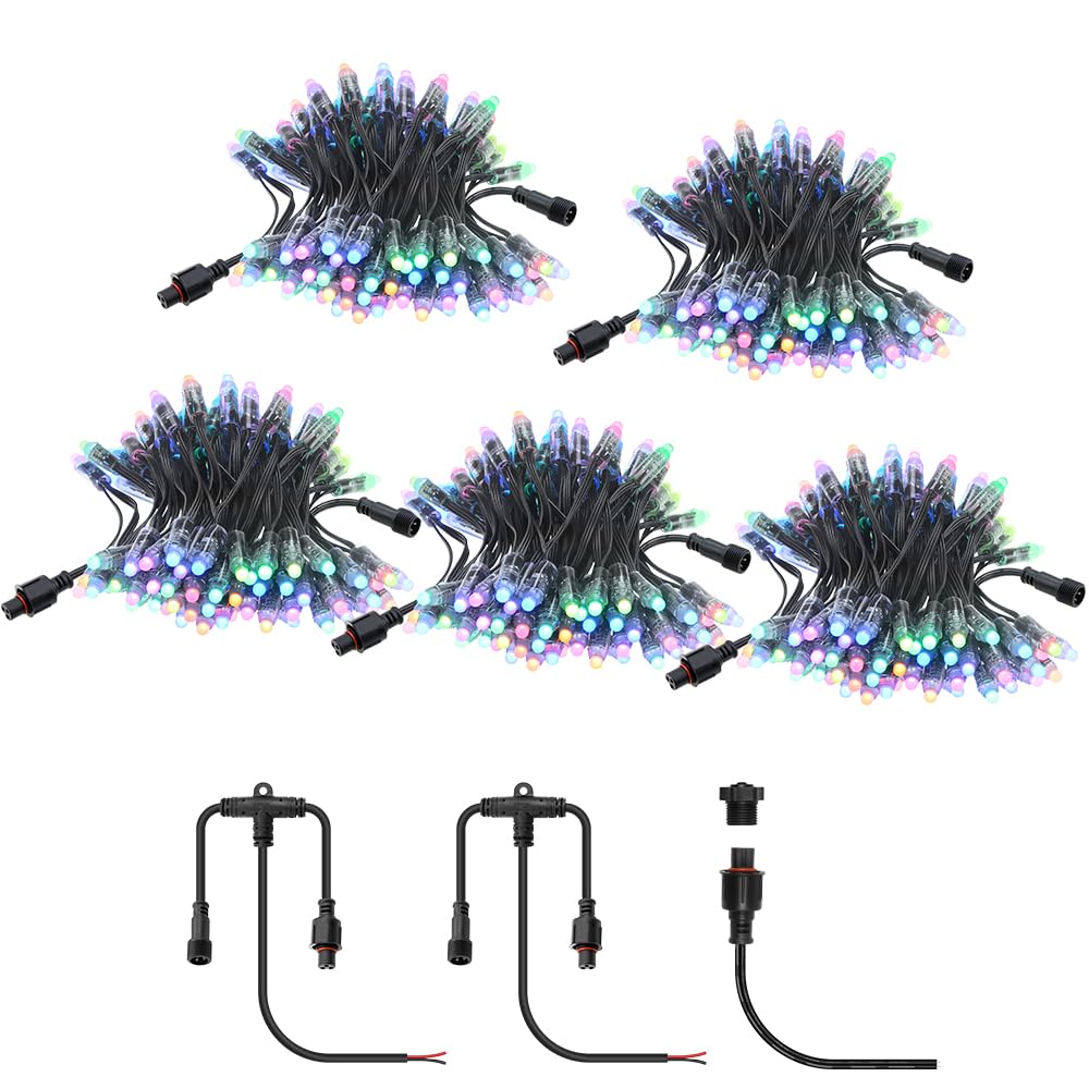 ALITOVE 500pcs 12V WS2811 Pixel String Light with Waterproof xConnect Pigtail 12mm Diffused Digital Dream Color LED Pixel Light 
