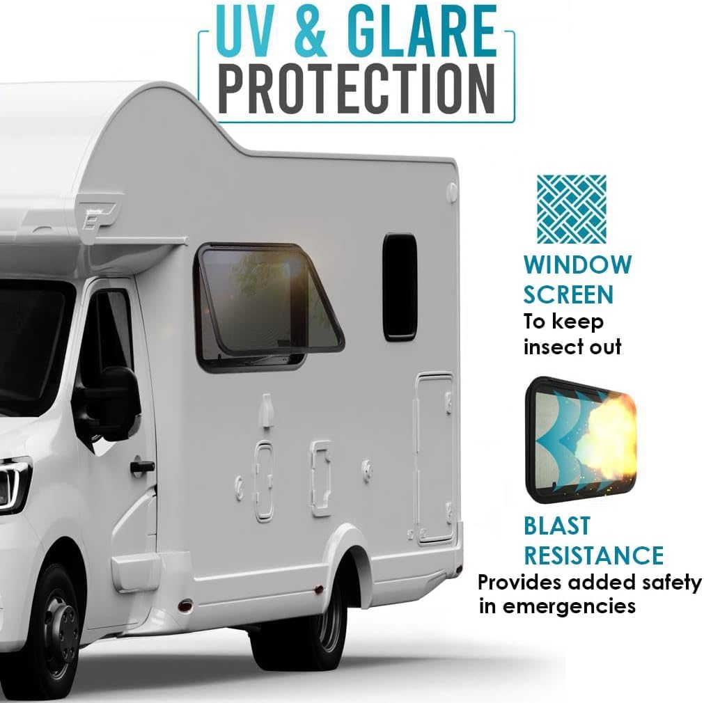 PRO FLEX Heavy Duty RV Exit Window, 36" W x 22" H, Tempered Glass, Easy Installation, DOT Certified