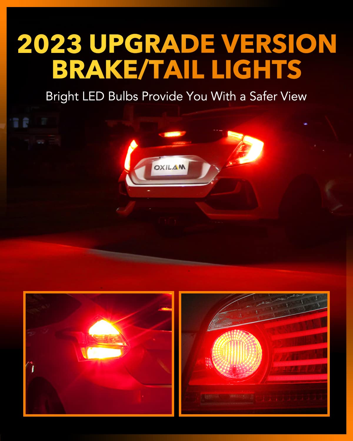 Oxilam 7443 Led Brake Lights, 4000Lm Brighter, Aircraft Grade Aluminum, Brilliant Red, Pack Of 2