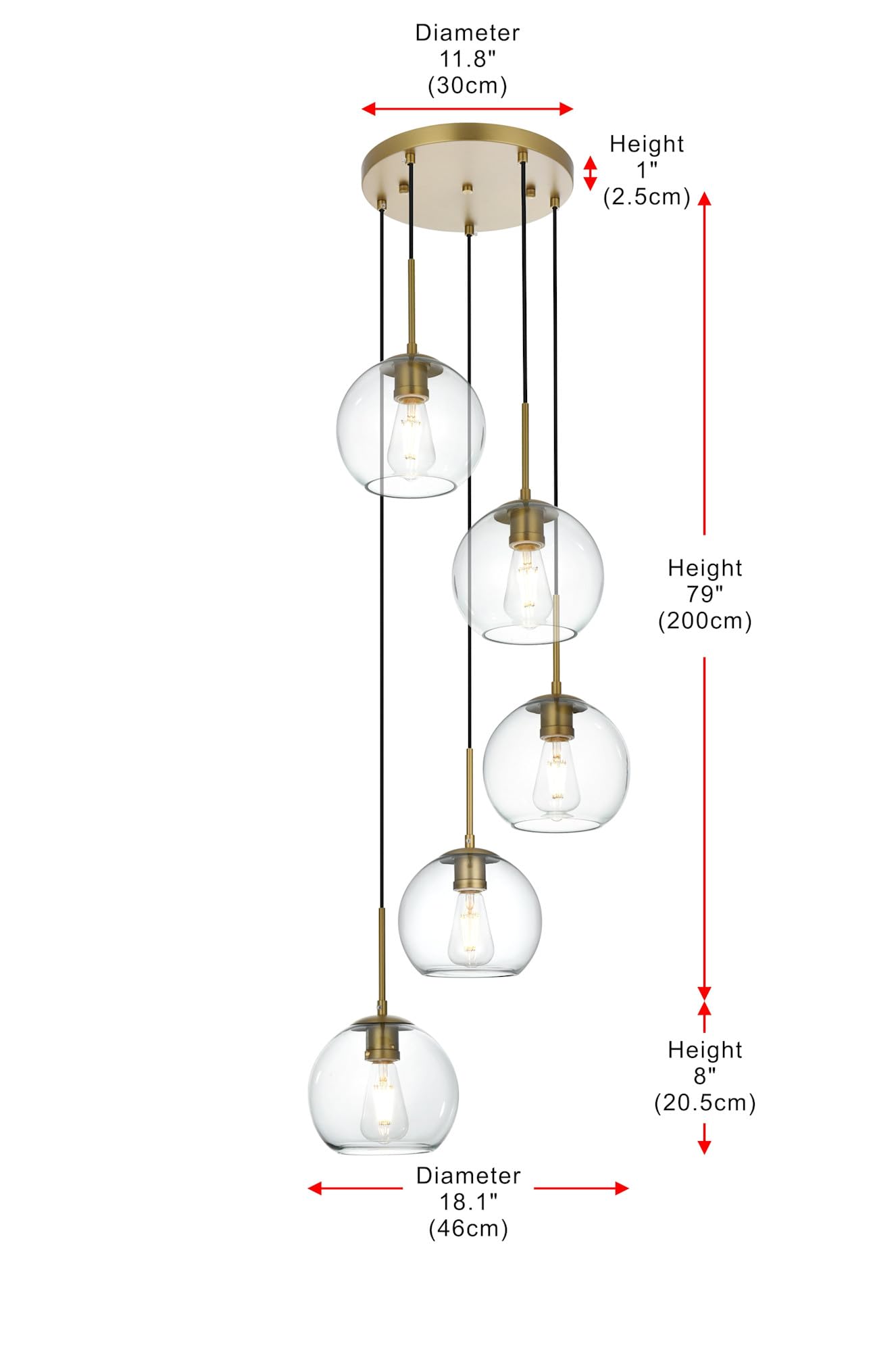 Living District Baxter 5-Light Metal Pendant In Chrome And Clear Finish