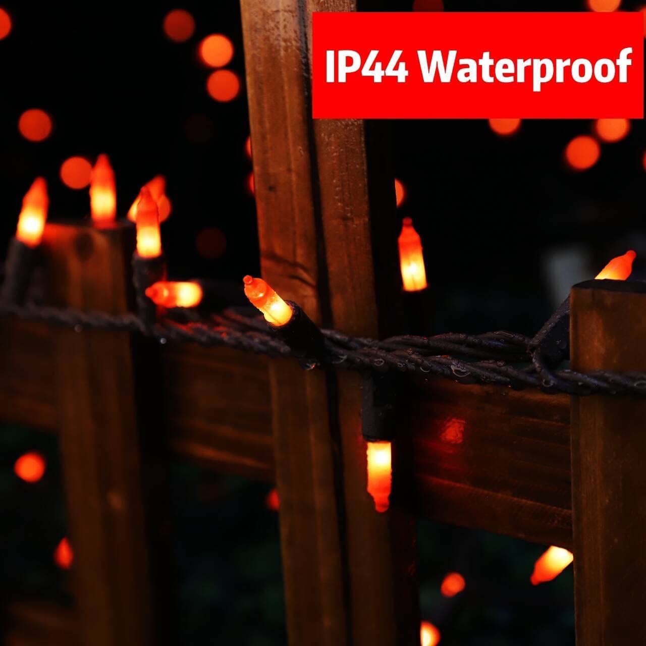 Lamphome 31.9Ft 150-Count Halloween Decoration Lights With Brown Wire, String Lights For Holiday Decorations, Halloween Tree Lights, Holiday Party, Home, Indoor & Outdoor Use (Brown Wire Orange)