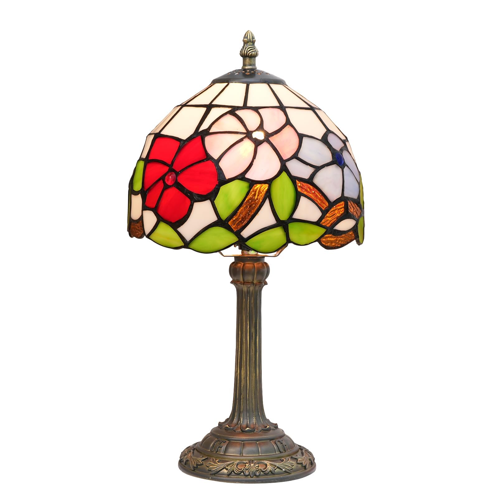 Wecrejoni Tiffany Lamp Stained Glass Lamp Small Bedside Table Lamps For Living Room Bedroom Dorm Kitchen Home Decor Festival Birthday Gift Morning Glory