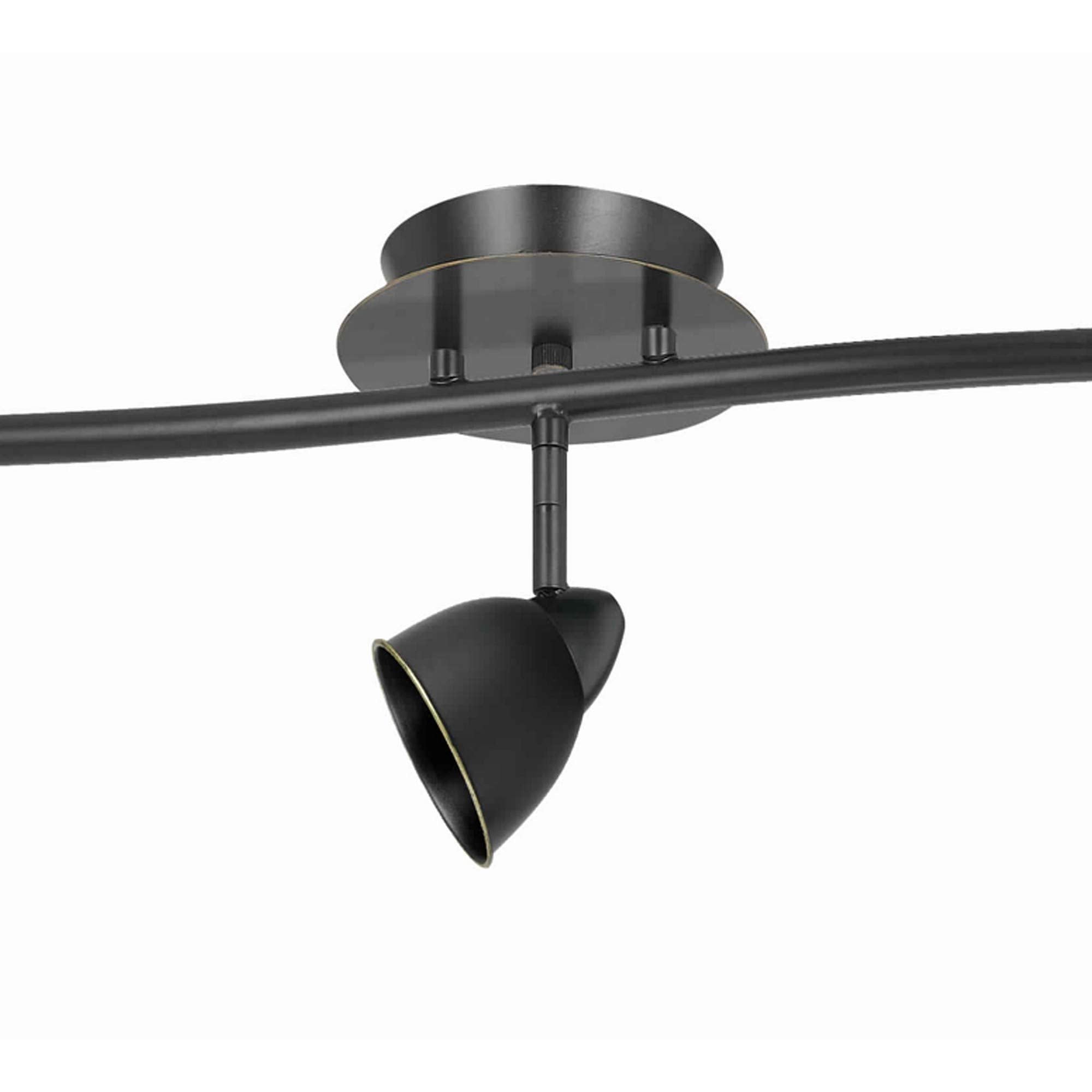 Benzara 5 Light Metal Track Light Fixture, Round Shade, Black, Model BM225646