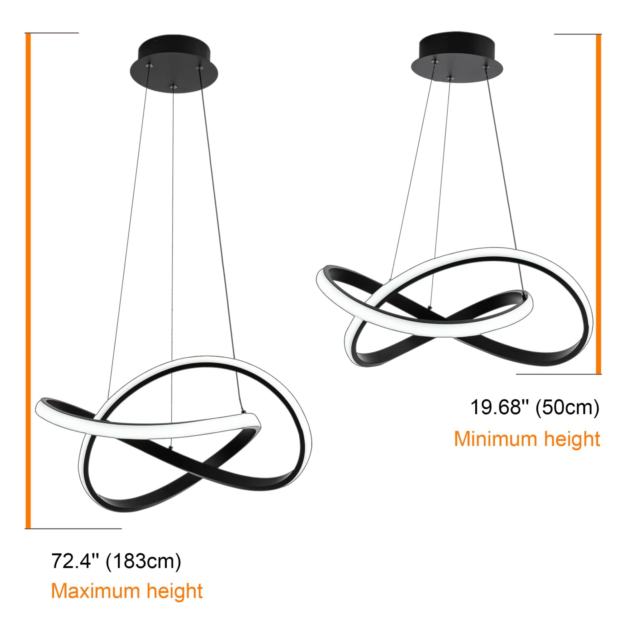 Mayna Modern Led Pendant Light Fixture, Contemporary Led Chandelier With Irregular Ring Lights, Adjustable Modern Chandeliers For Dining Room Kitchen Entryway Living Room Bedroom, 6000K Daylight