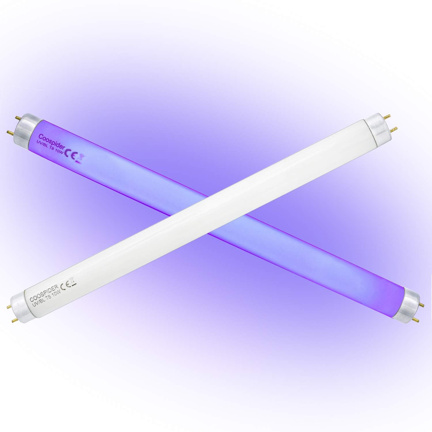 Coospider 2-Pack 10W T8 U/V Bl Cfl Fluorescent Light Bulb 13 Inch Replacement Tube