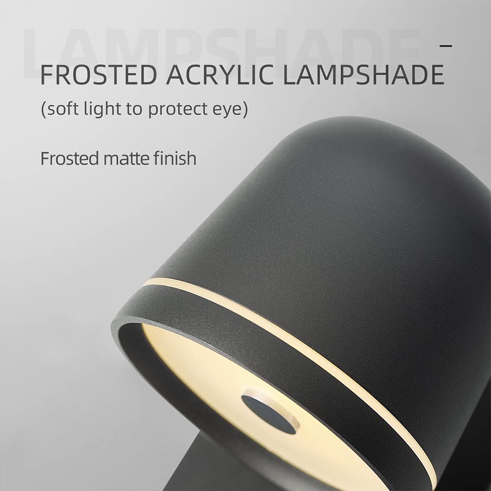 Aisilan Black Wall Sconce, 5W Dimmable Wall Sconces, Adjustable Angle Indoor Wall Lights With Plug In Cord, Led Wall Mounted Bed