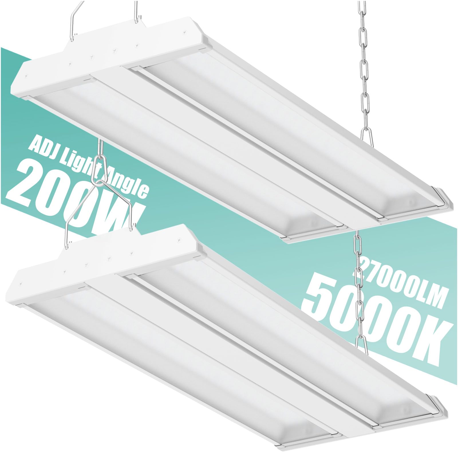 Allsmartlife 200W Led Linear High Bay Light 2-Pack, 27000Lm Dimmable, 5000K Day