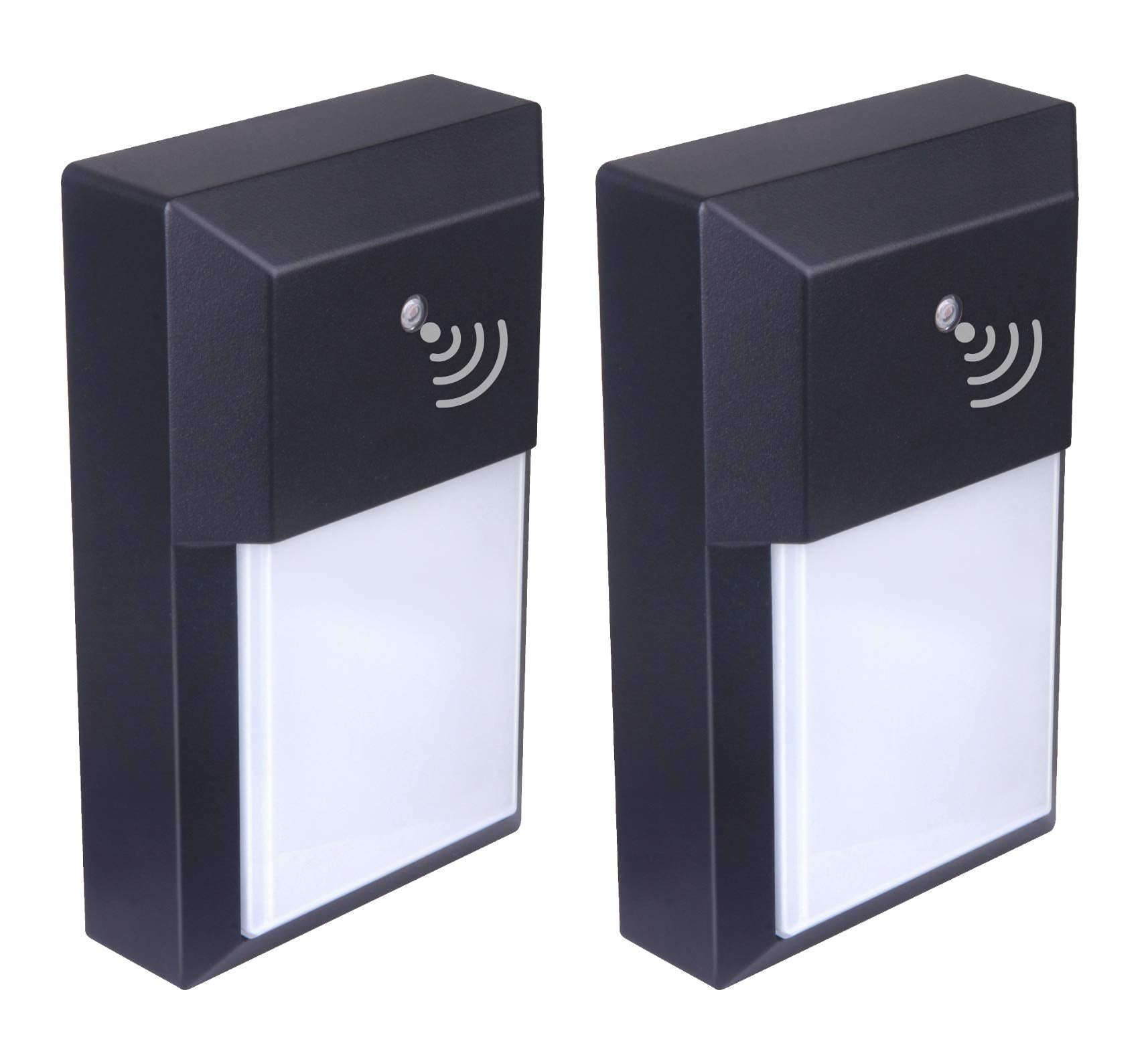 LIT-PaTH Dusk to Dawn Outdoor Wall Lantern, LED Sconce, 12W 1000 Lumens, Aluminum, 2-Pack, 5000K Black Finish, Model Y