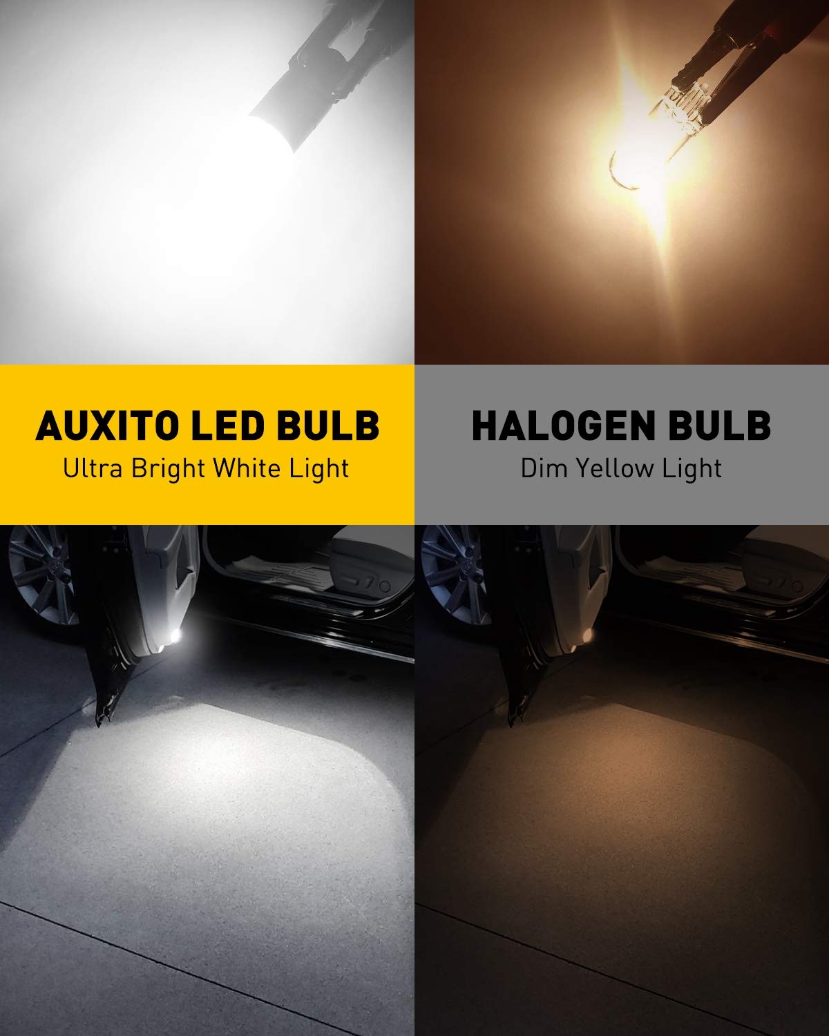 AUXITO 194 LED Bulbs License Plate Light, Super Bright, Error Free, 194/168/W5W, White, Pack of 2