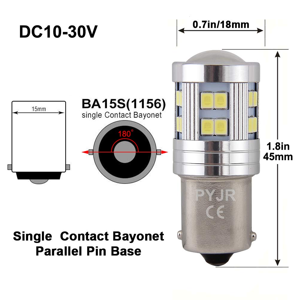 Pyjr 1156 Led Reverse Light Bulbs, 1000 Lumens, 6000K Xenon White, Pack Of