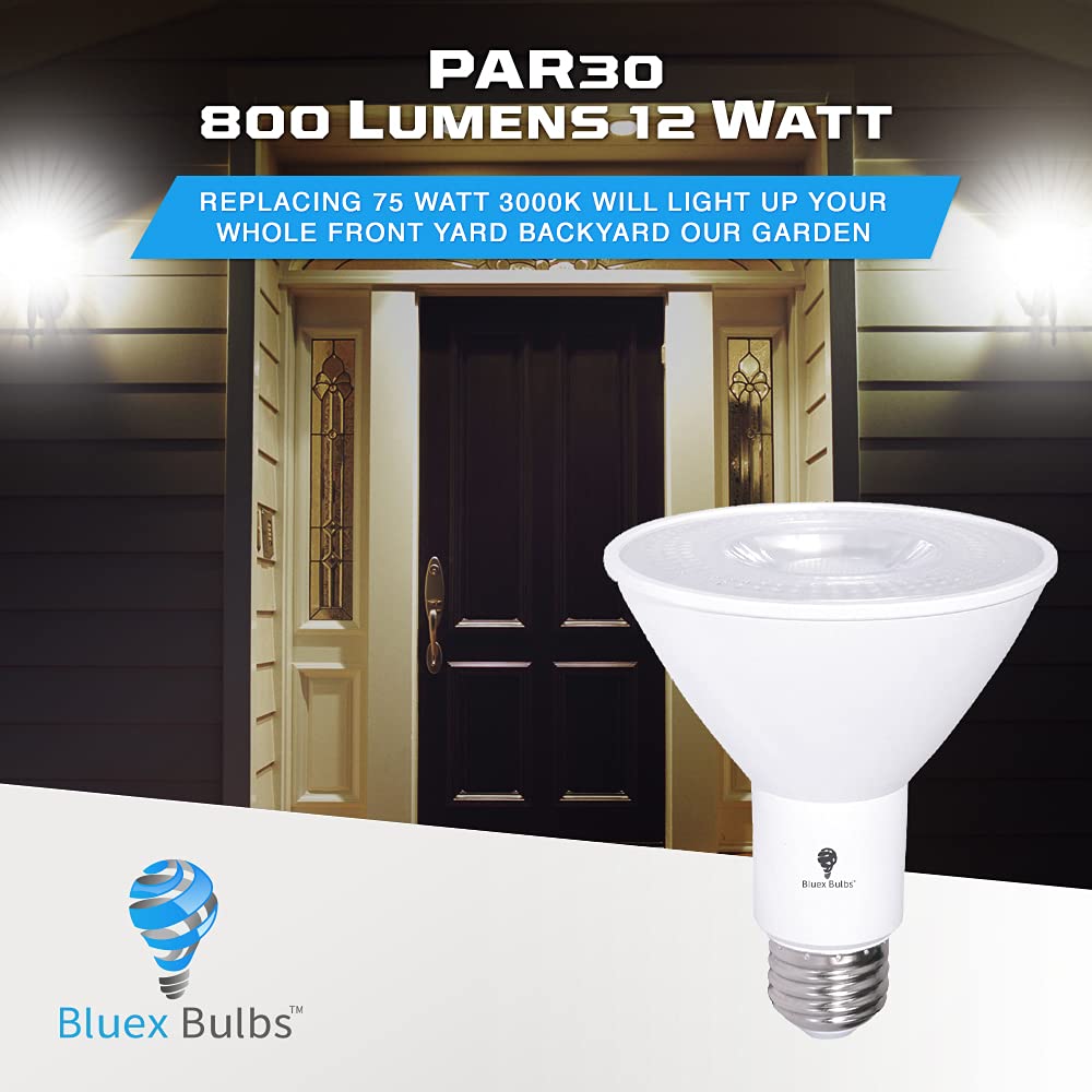 Bluex Bulbs 10 Pack PAR30 LED Flood Light Bulb 12W 100W Equivalent 900 Lumens Dimmable Waterproof 5000K Daylight