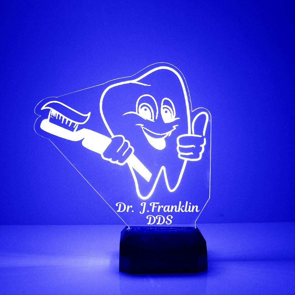 Custom Dentist LED Sign Night Light Lamp with Remote, Light Up Display with Personalized Name or Image, Customized and Made in T