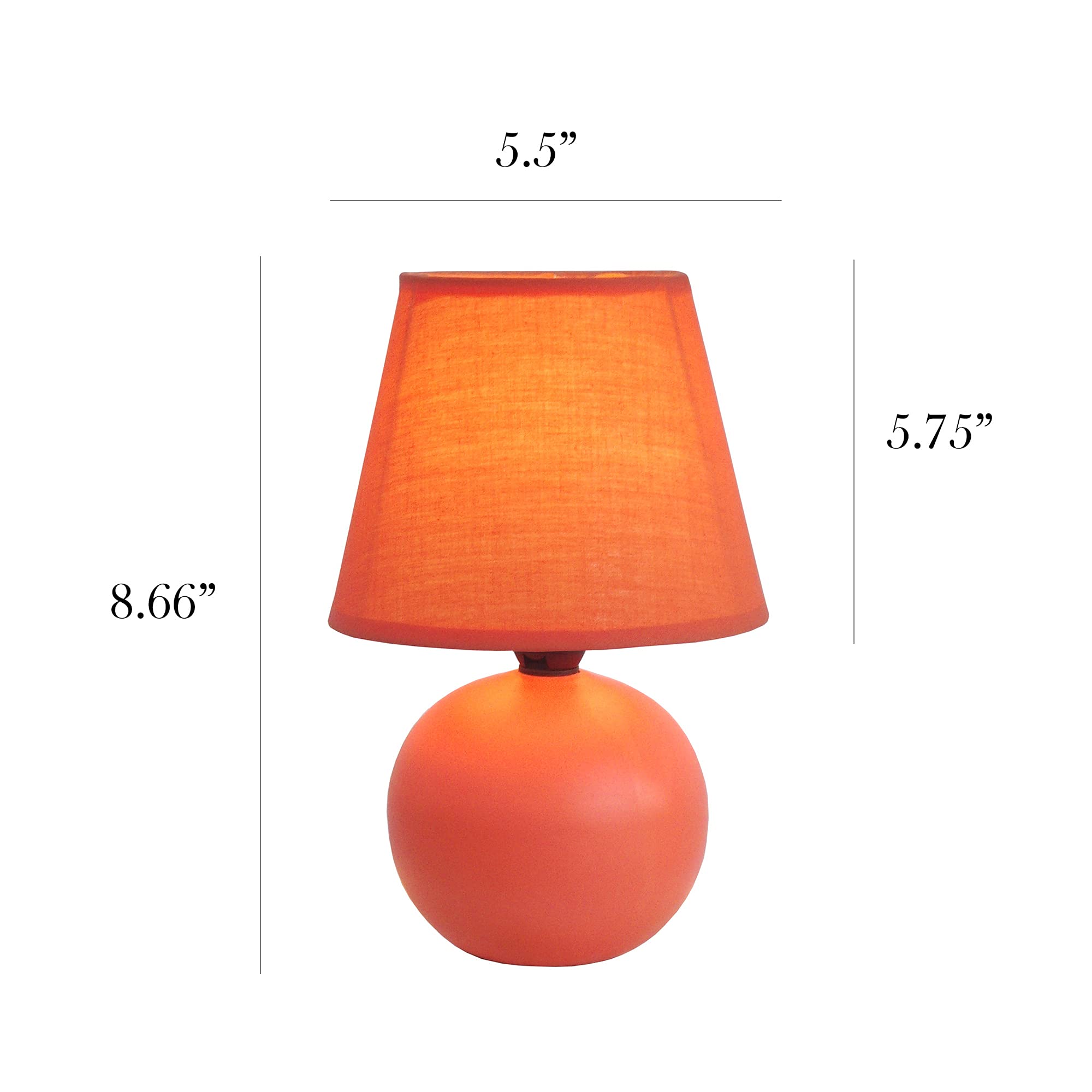 Simple Designs Lt2008-Org Mini Ceramic Globe Table Lamp, Orange