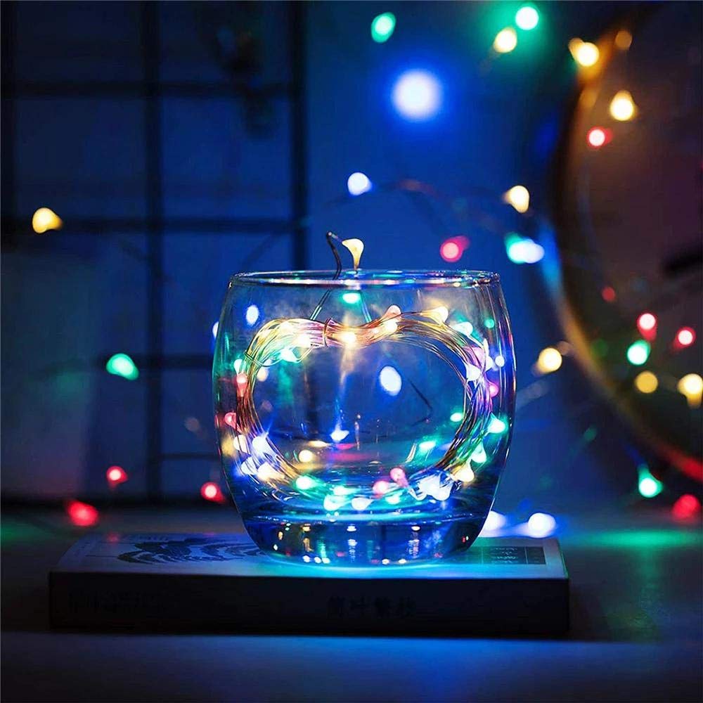 Baisico Waterproof LED String Lights, 2 Pack 20ft, 60 LEDs, Copper Wire, Multicolor Fairy Lights