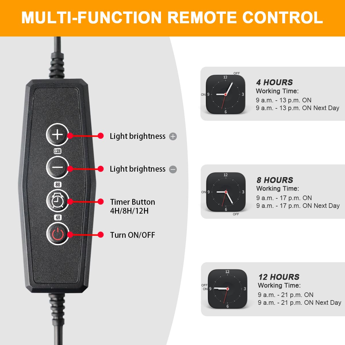 Grow Light For Indoor Plants, Super Bright 6000K 108Leds Full Spectrum Plant Lamp With Timer 4/8/12Hrs & Height Extendable For Home Office Desktop Plants, 12V 3A High Power Output For Faster Growth