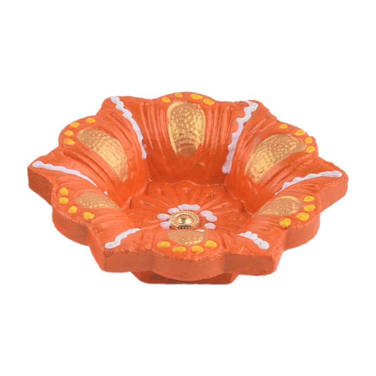 storeindya Decorative Clay Oil Lamps Set of 2, Handmade Terracotta Candle Holders, Multicolor, 2.75 x 3.25 x 0.75 inches, Model 854