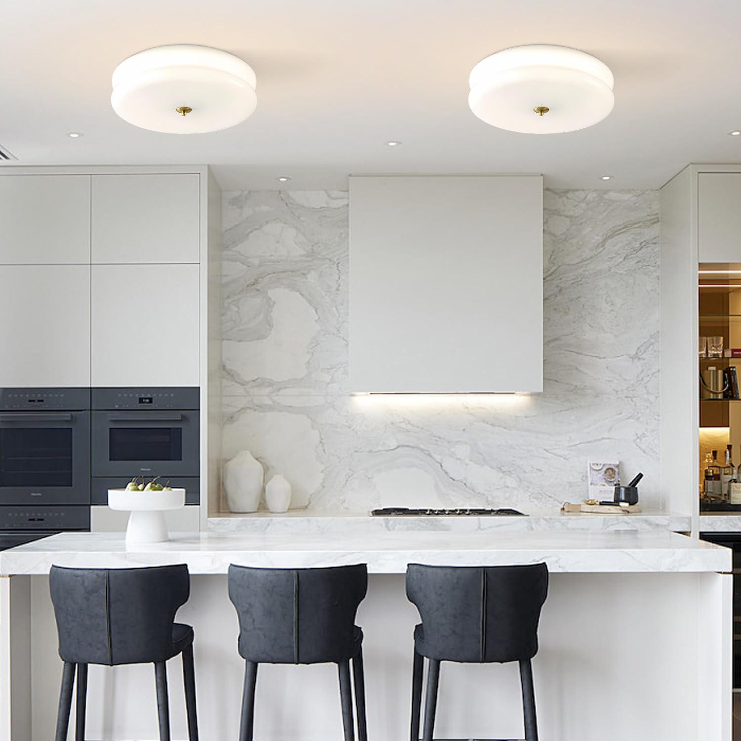 Kco Lighting Mid Century Led Flush Mount Ceiling Light Vintage Large Semi Flush Mount Ceiling Light Fixture Milk Glass Ceiling L