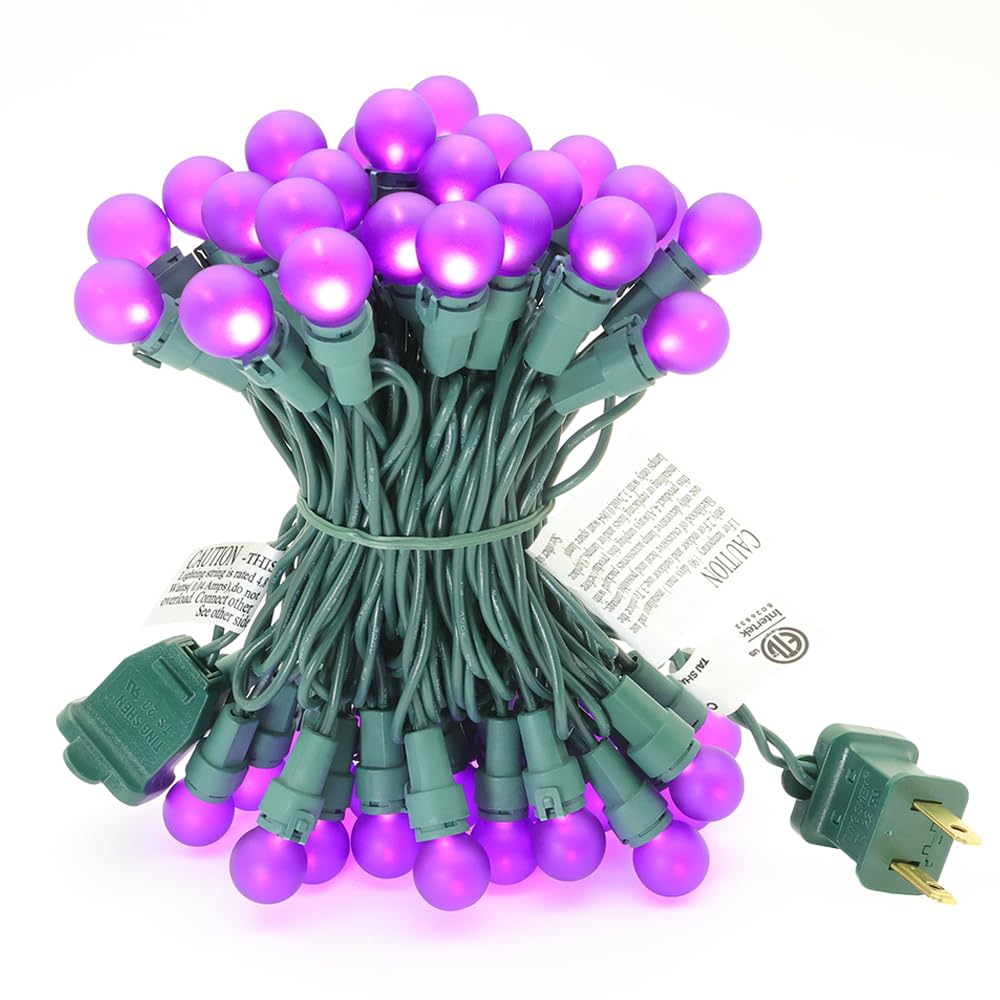 Solduce Halloween Lights String Purple G15 Globe String Light 50 Led 13.5Ft Plug In Faily Lights Christmas Lights Halloween Tree